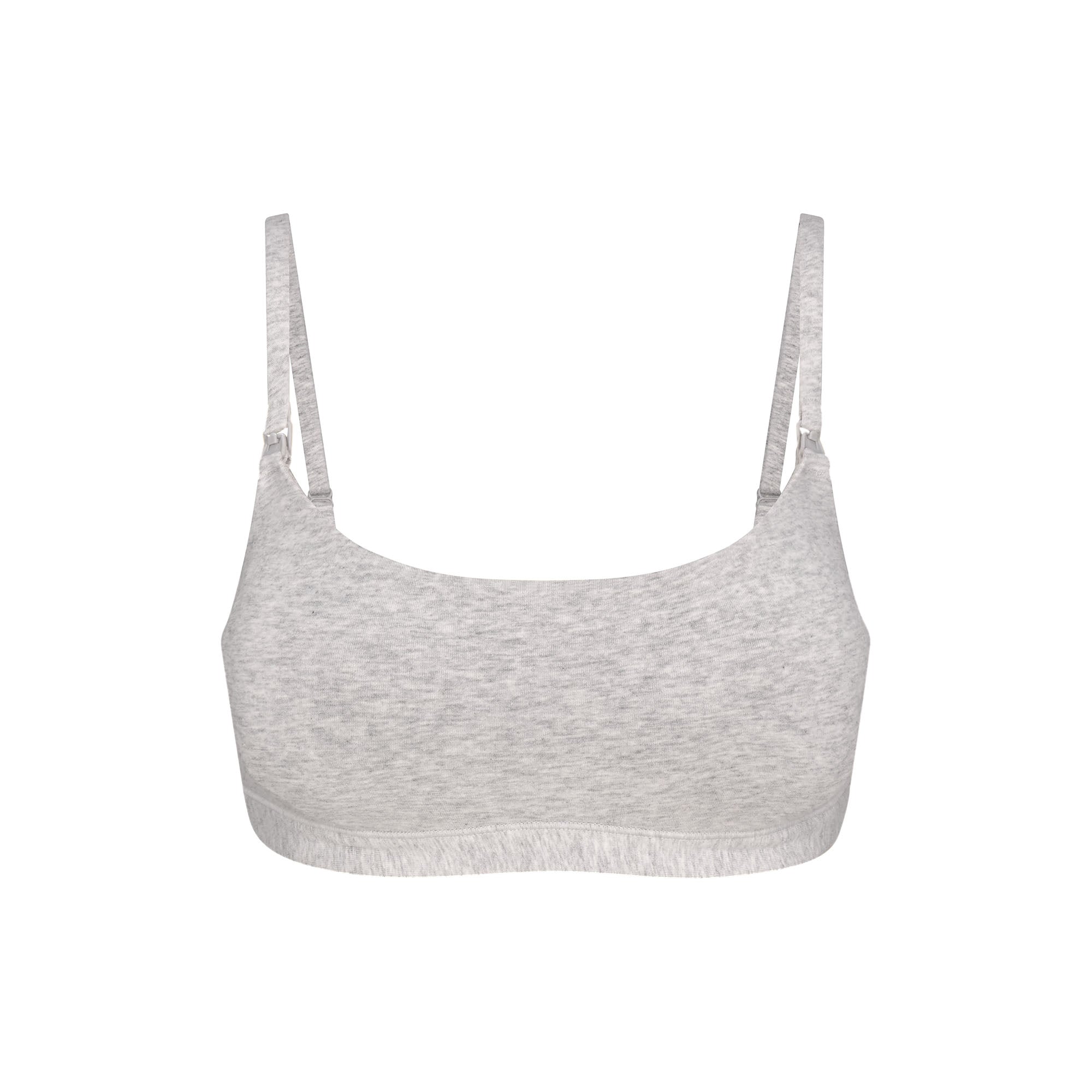 SKIMS COTTON JERSEY MATERNITY NURSING SCOOP BRALETTE | LIGHT HEATHER GREY