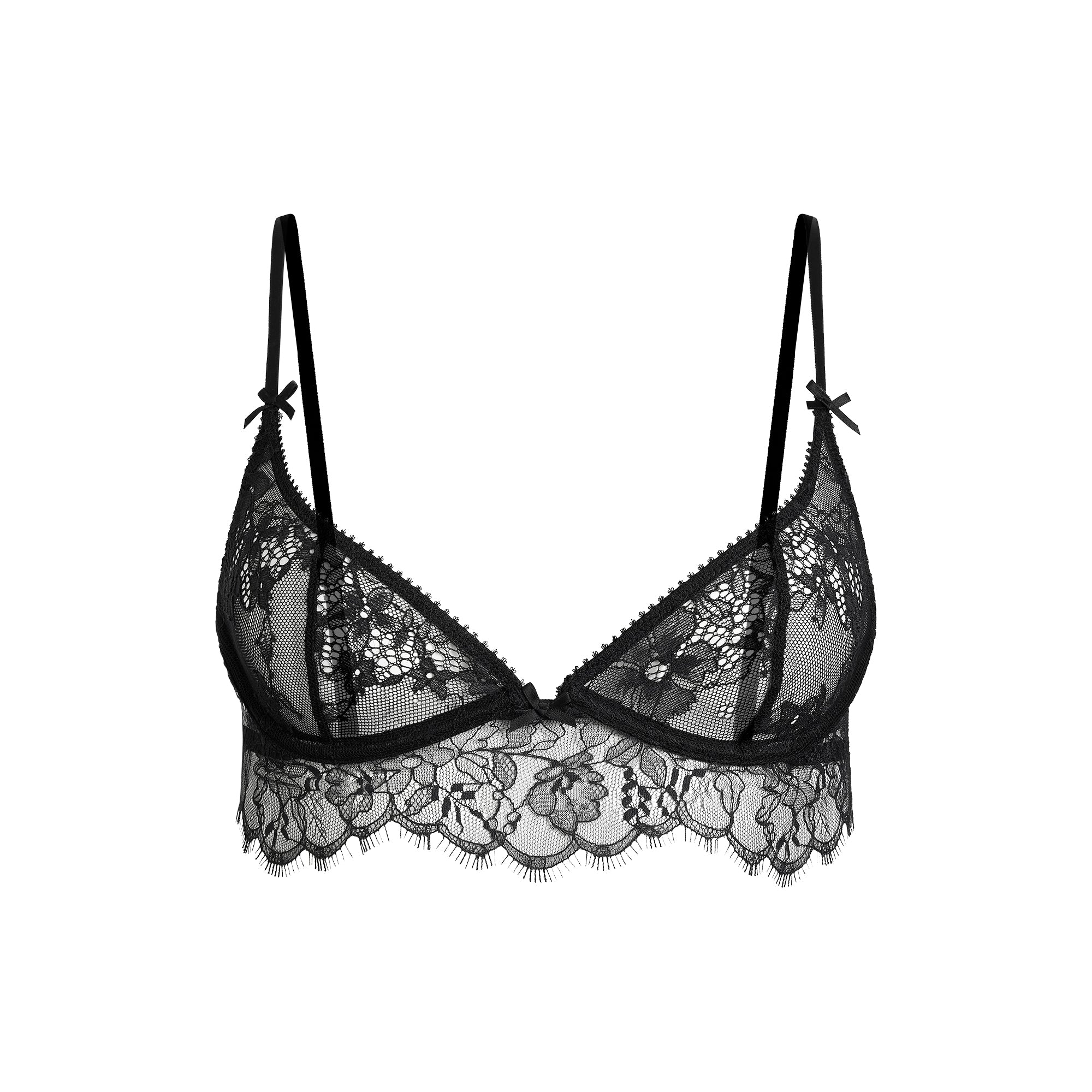 SKIMS ULTRA FINE LACE SCOOP BRA | ONYX