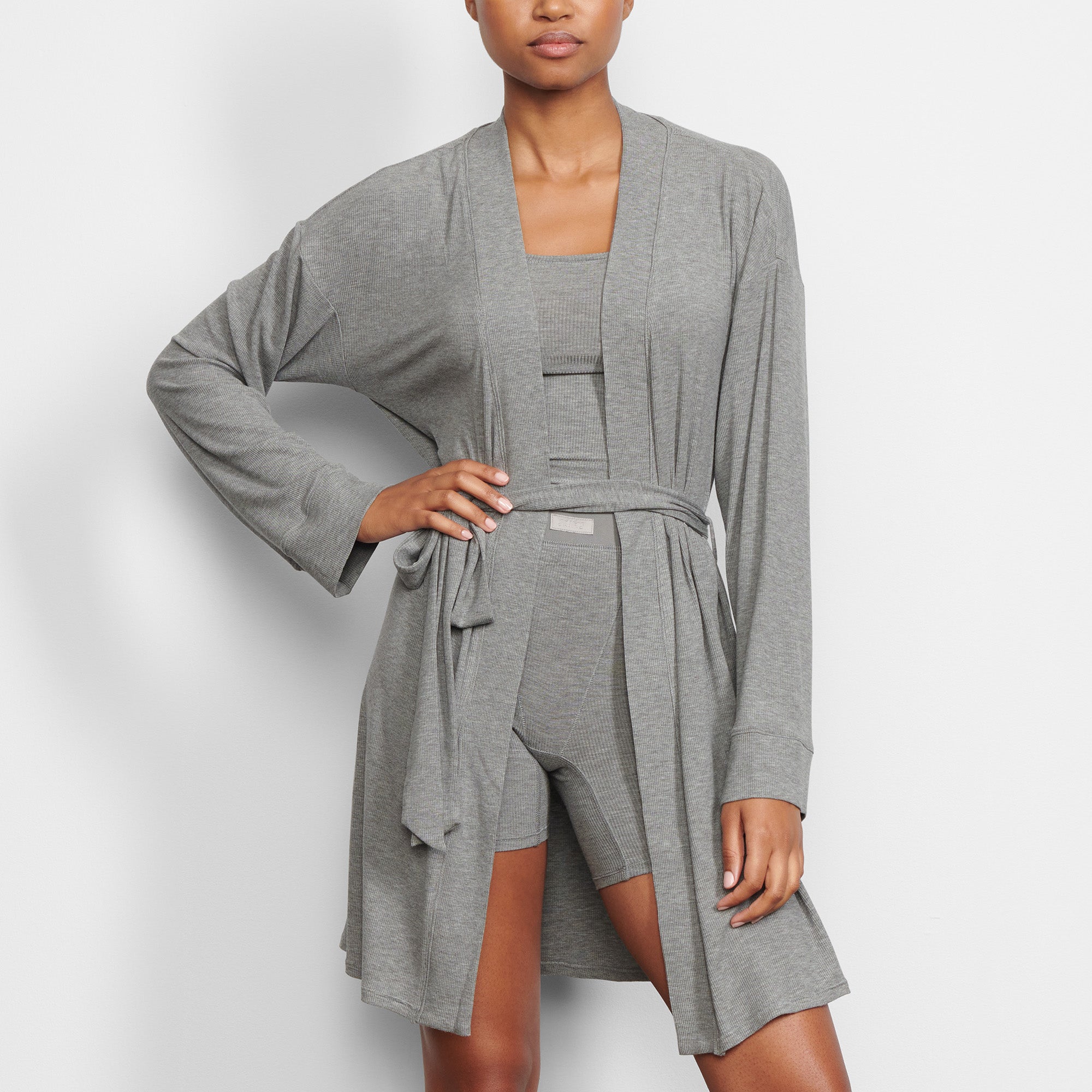 SKIMS SOFT LOUNGE ROBE | HEATHER GREY