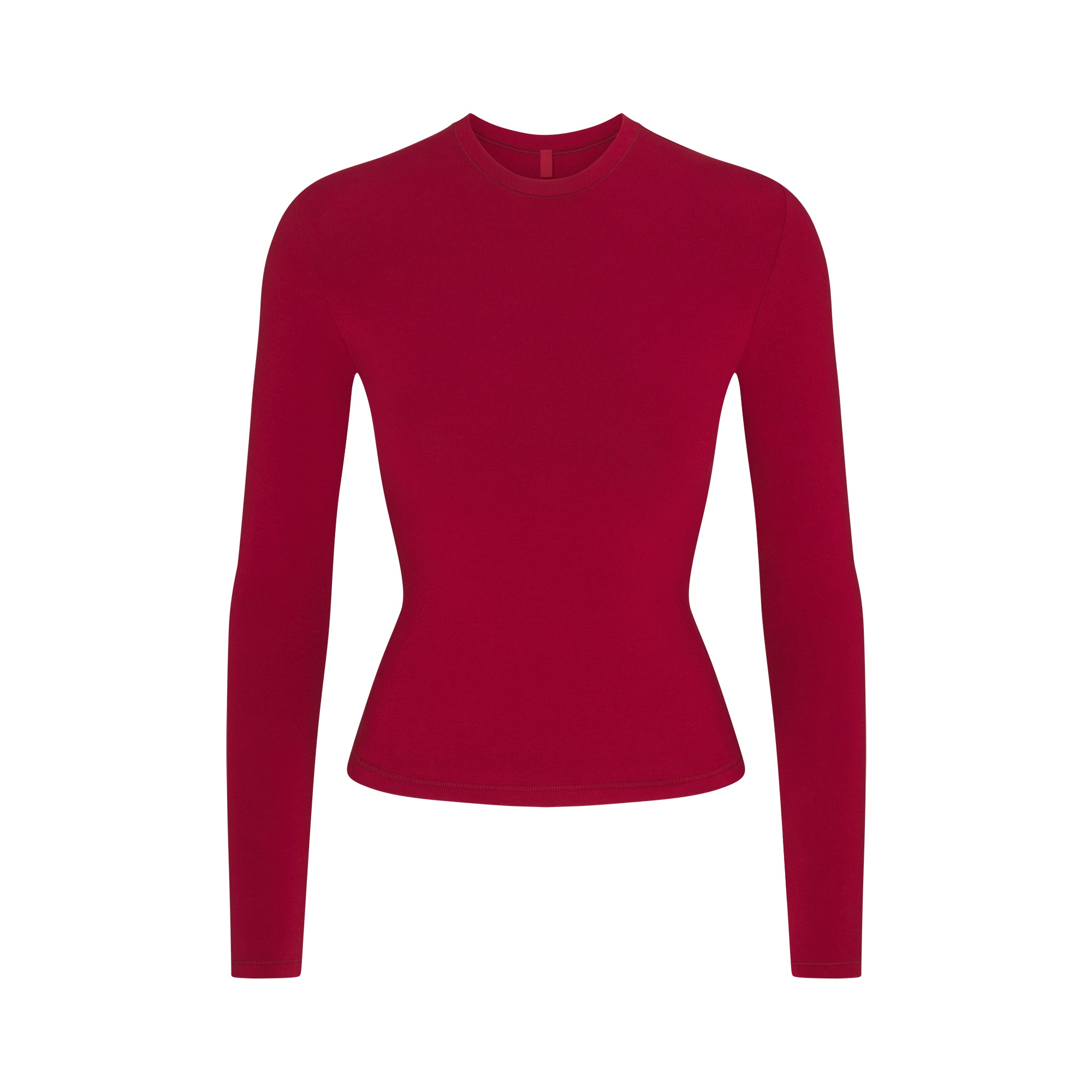 SKIMS COTTON JERSEY LONG SLEEVE T-SHIRT | BRICK