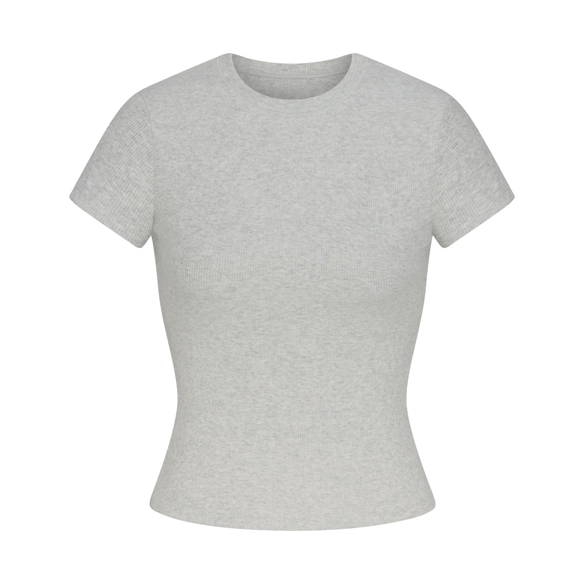 SKIMS COTTON RIB T-SHIRT | LIGHT HEATHER GREY