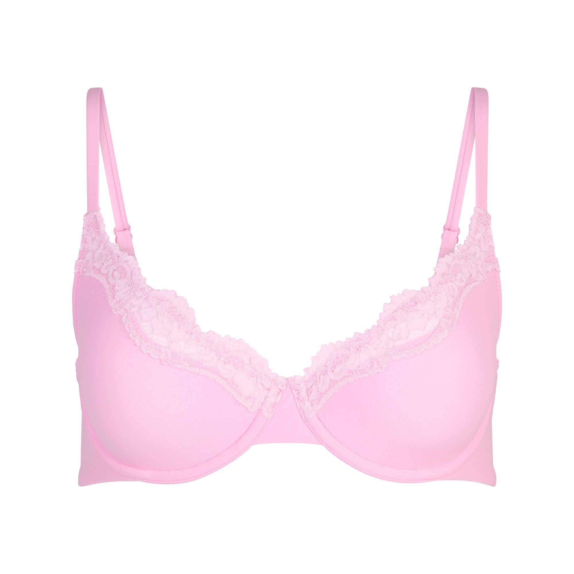 SKIMS FITS EVERYBODY LACE UNLINED SCOOP BRA | BUBBLE GUM TONAL