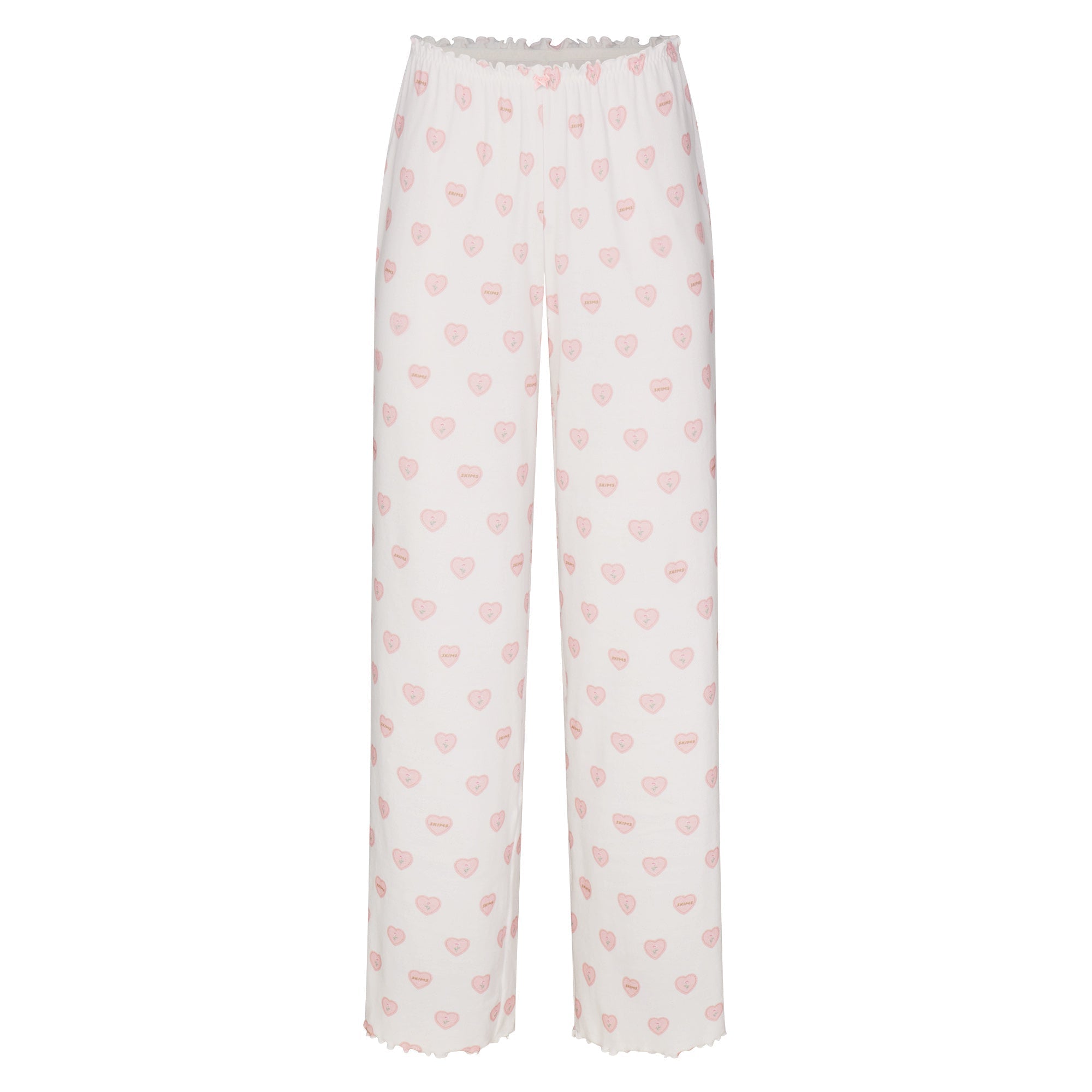 SKIMS LOGO POINTELLE STRAIGHT LEG PANT | SNOW LACE HEARTS