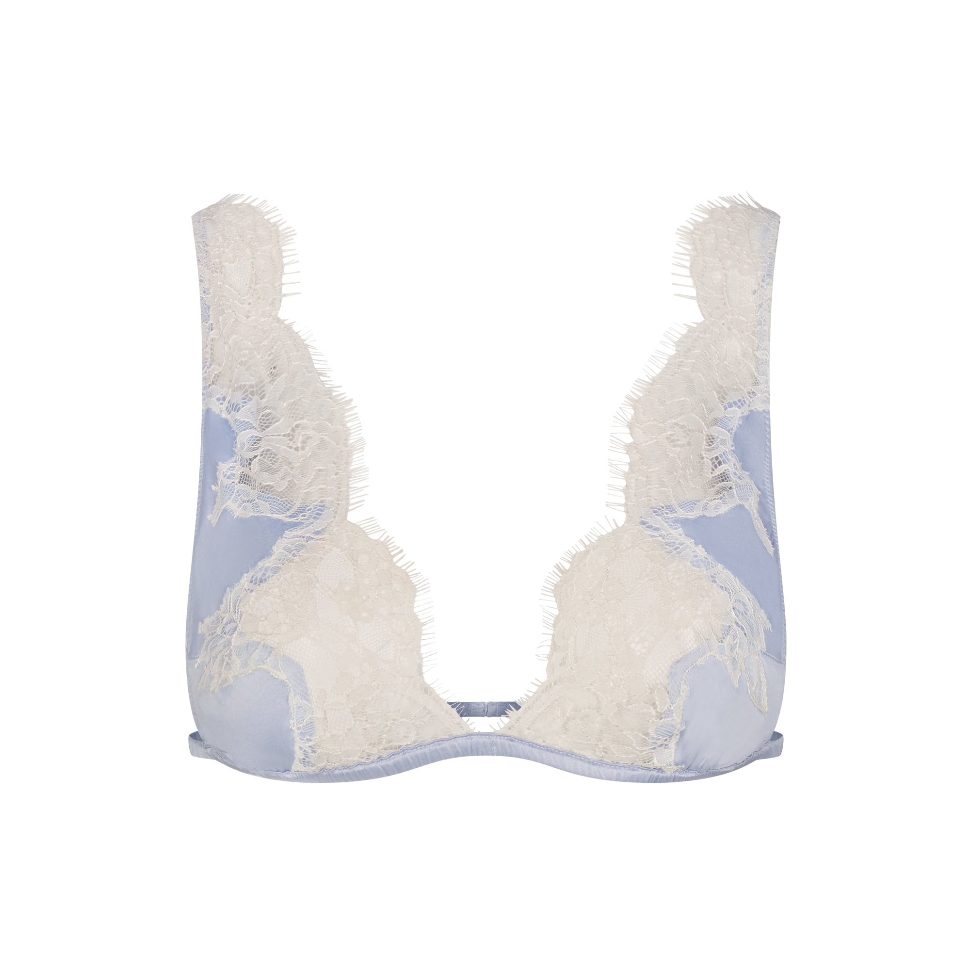 SKIMS SILK LACE PLUNGE BRALETTE | PERIWINKLE CONTRAST