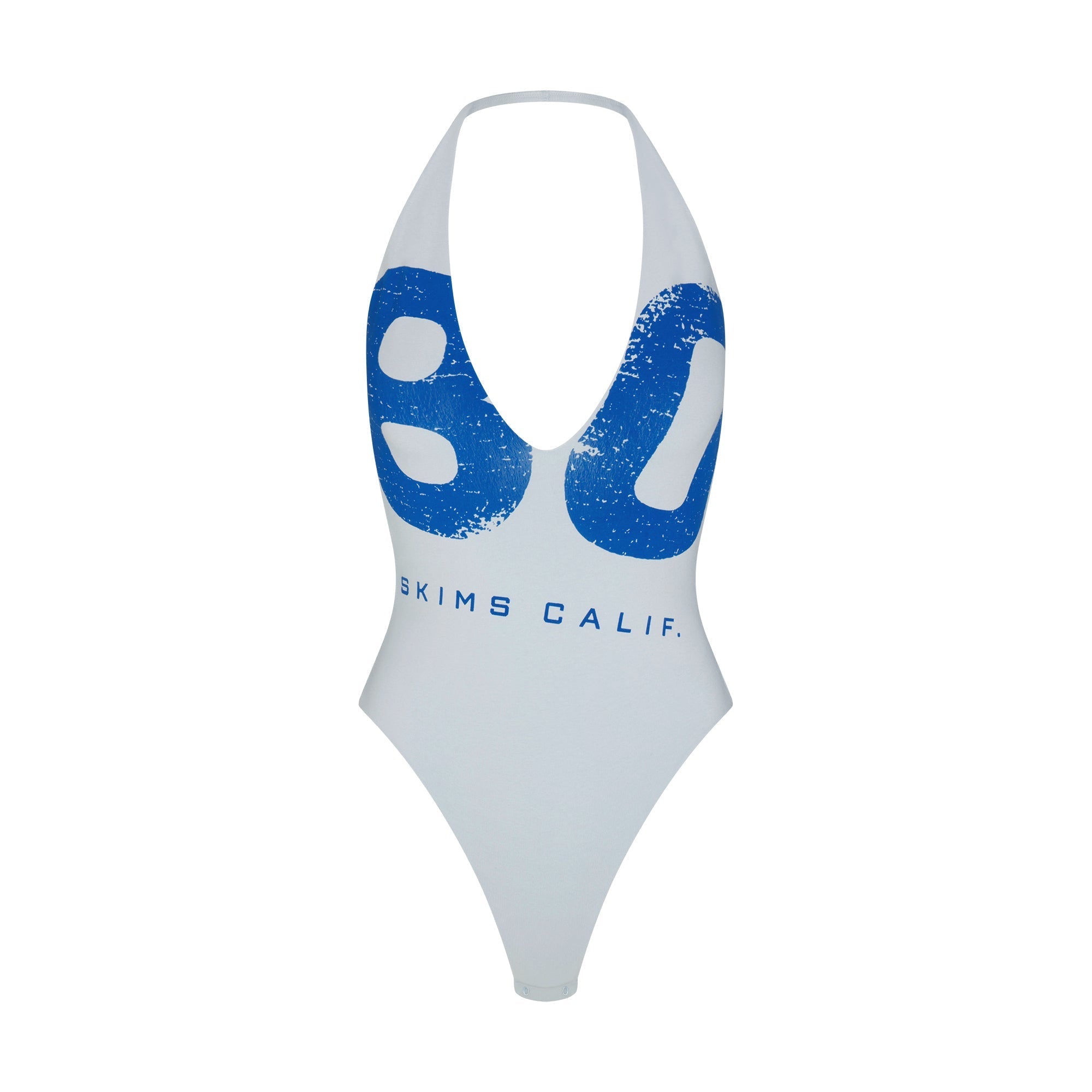 SKIMS COTTON JERSEY DEEP PLUNGE HALTER BODYSUIT | OPAL SUMMER EIGHTY