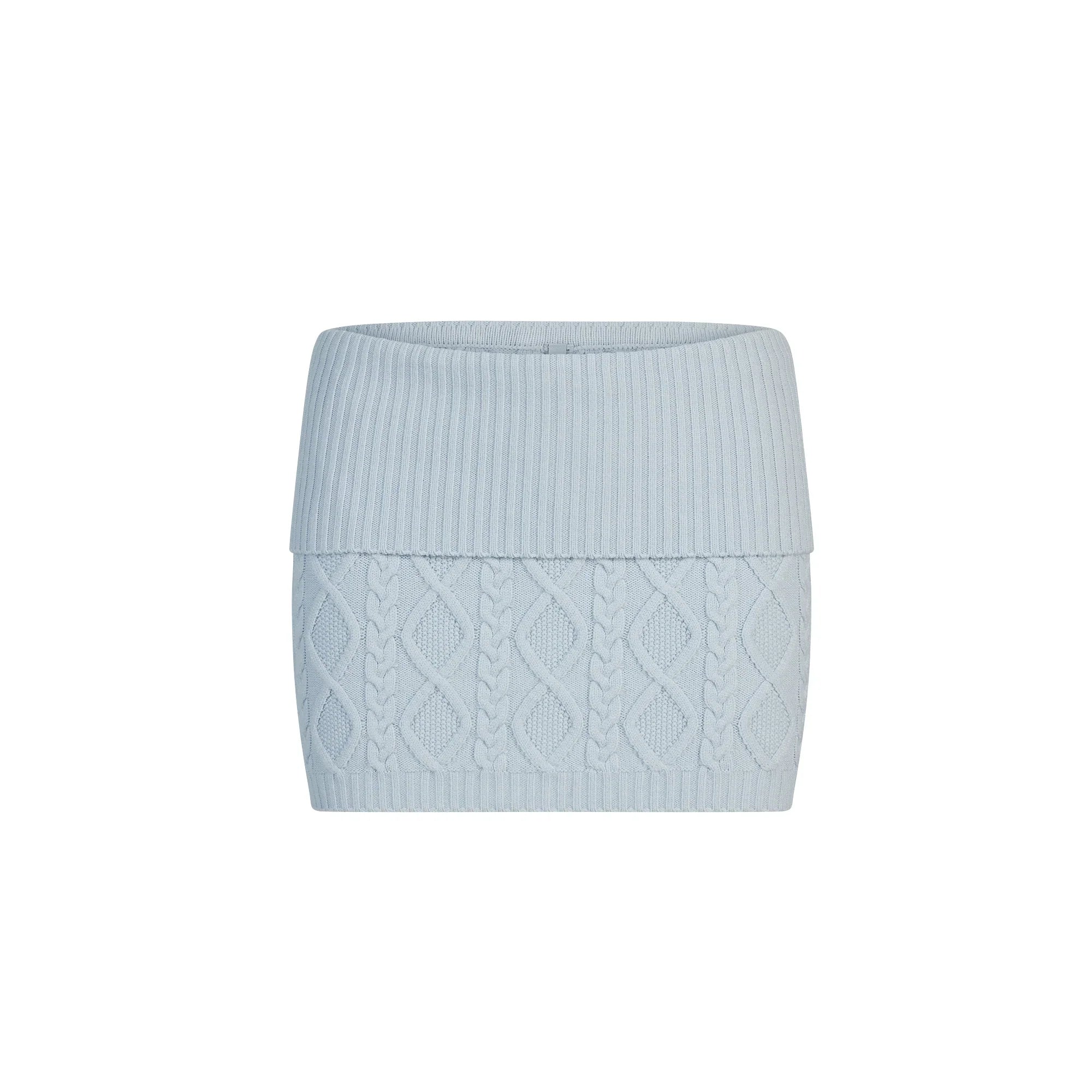 SKIMS SWEATER KNITS CABLE KNIT MINI SKIRT | ZEN BLUE