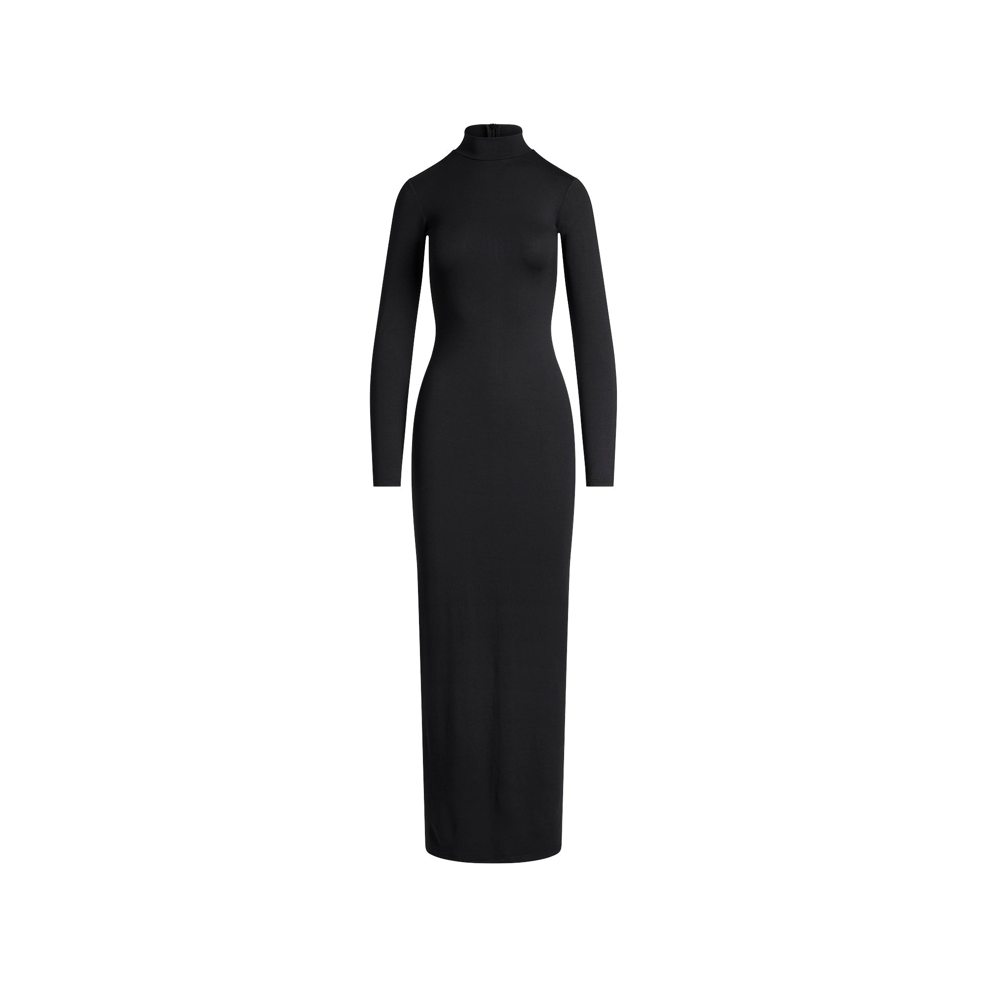 SKIMS SMOOTH LAYERS TURTLENECK LONG DRESS | OBSIDIAN