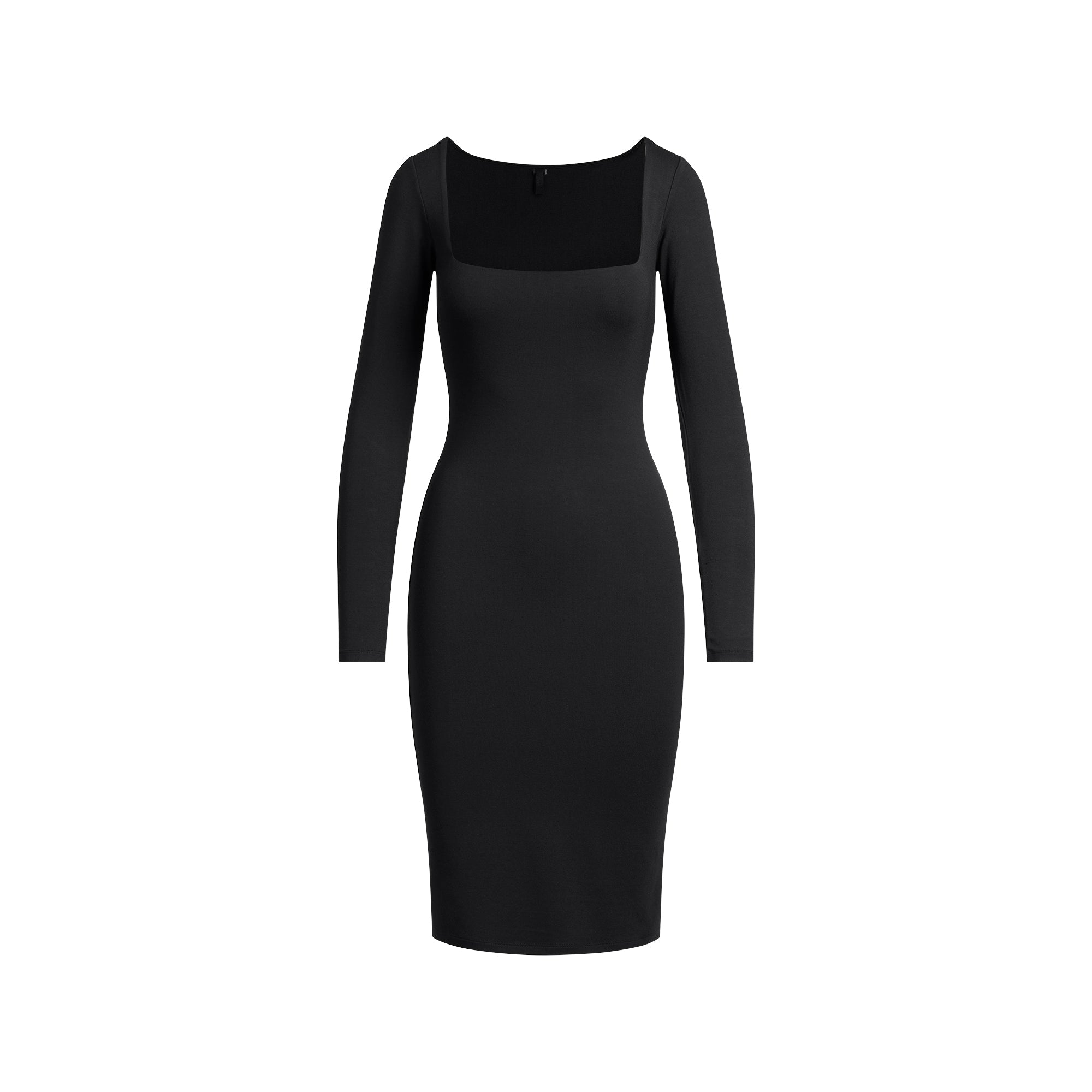 SKIMS SMOOTH LAYERS SQUARE NECK MIDI DRESS | OBSIDIAN
