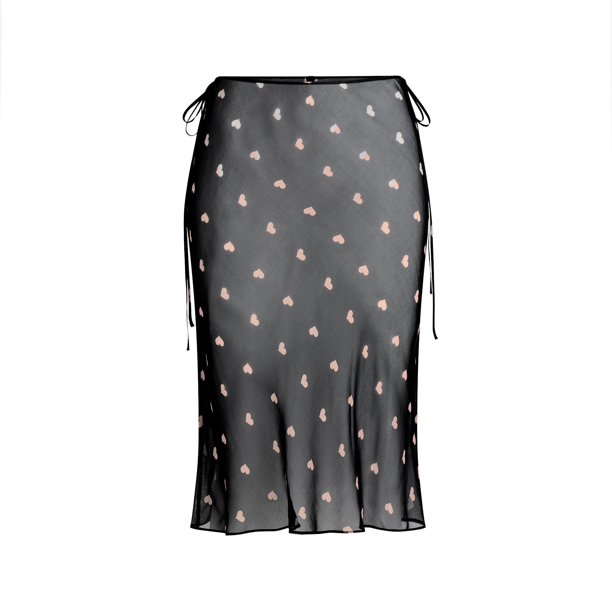 SKIMS ROMANCE TIE SIDE MIDI SKIRT | OBSIDIAN SPACED HEARTS