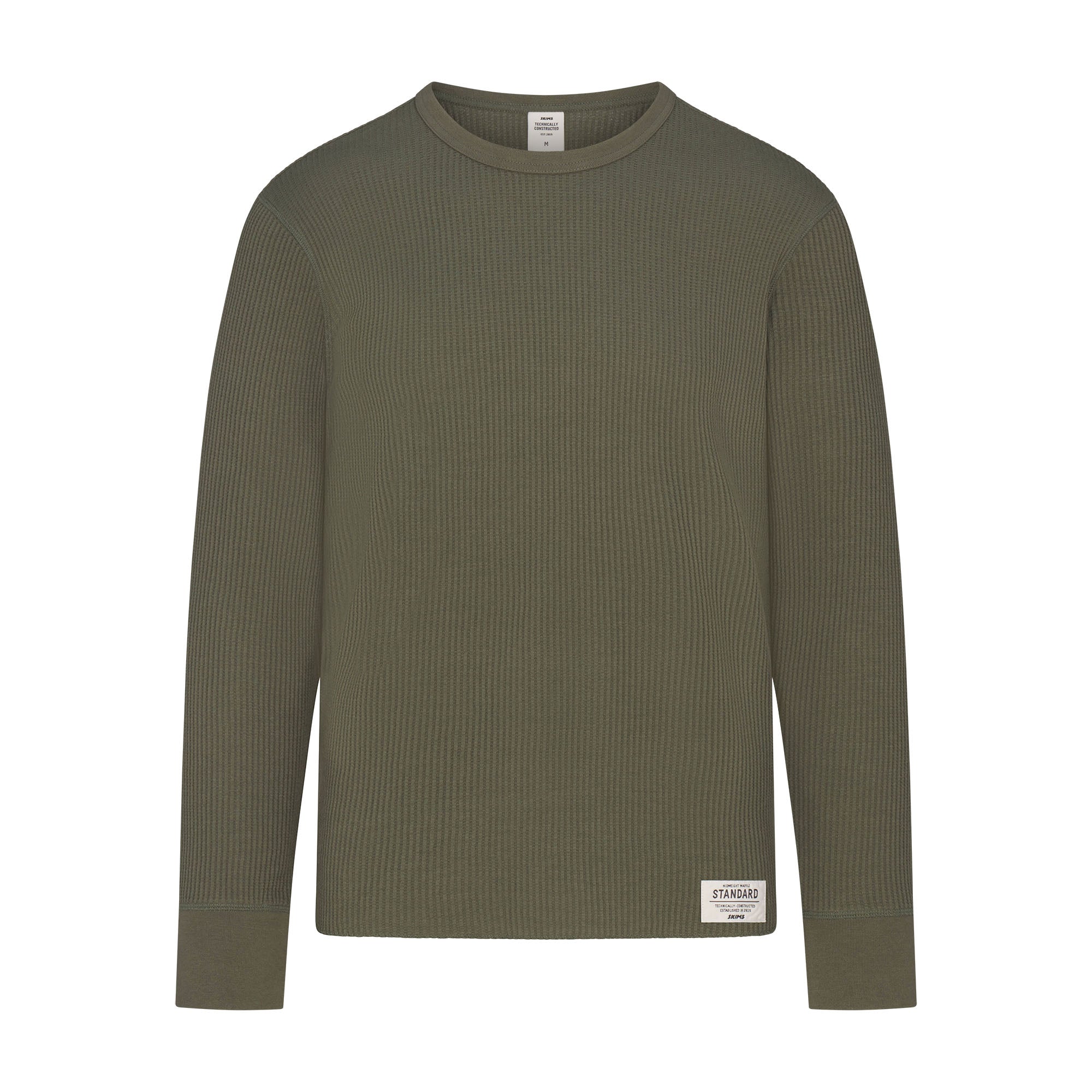 SKIMS WAFFLE MENS LONG SLEEVE TOP | MILITARY GREEN
