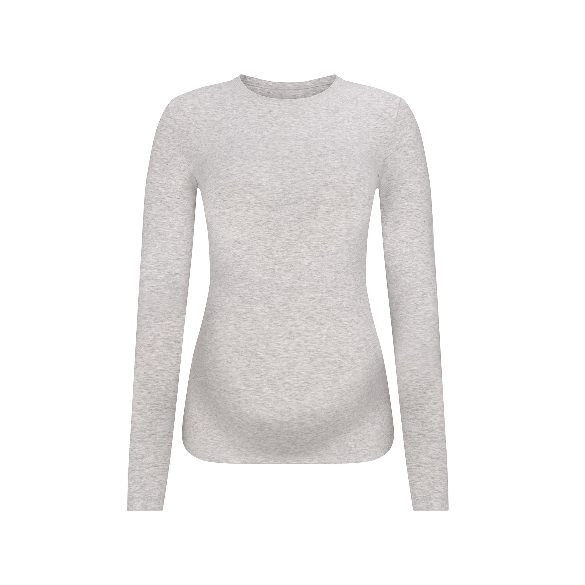 SKIMS COTTON JERSEY MATERNITY LONG SLEEVE T-SHIRT | LIGHT HEATHER GREY