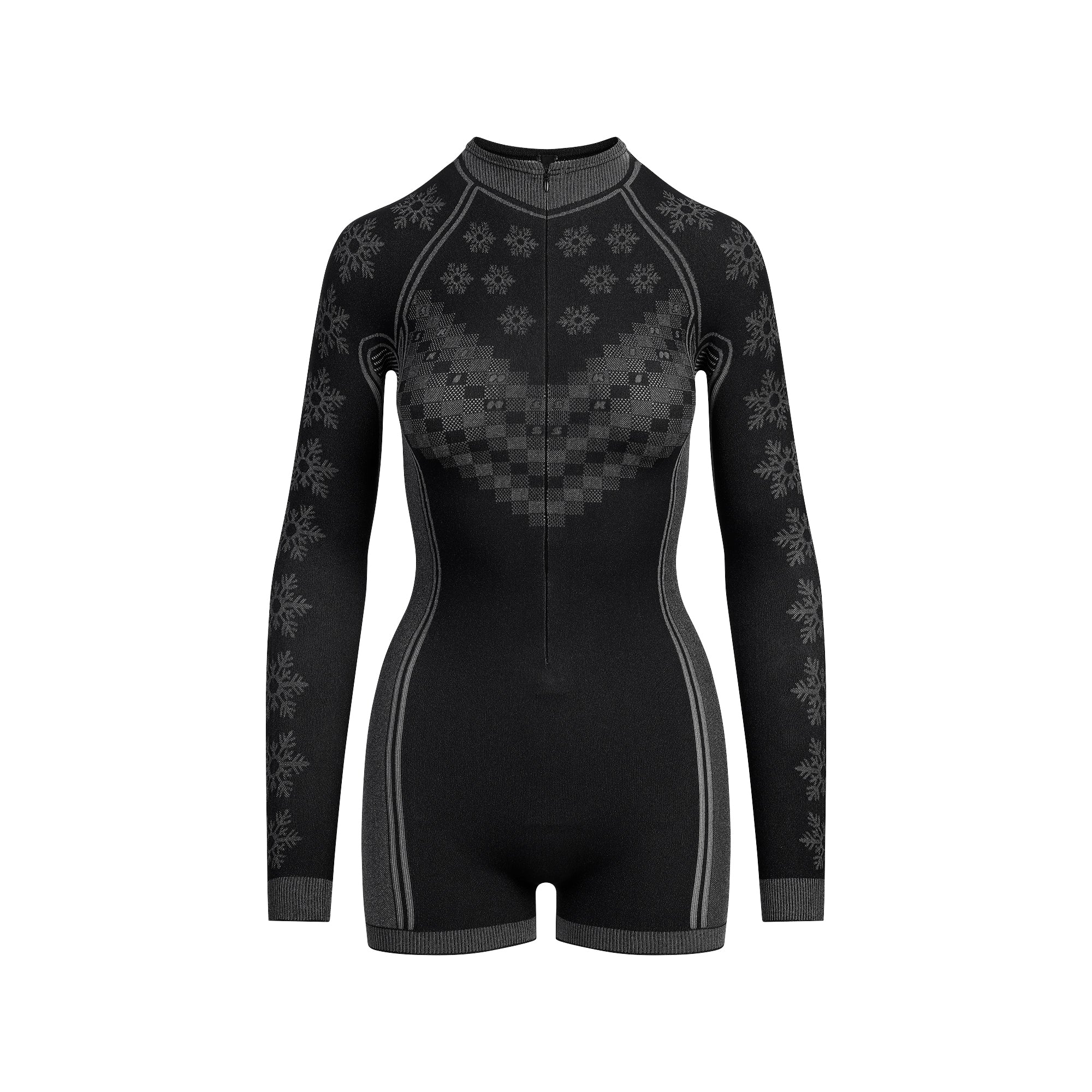 SKIMS FIRST LAYERS HALF ZIP ONESIE | OBSIDIAN WINTER FAIR ISLE