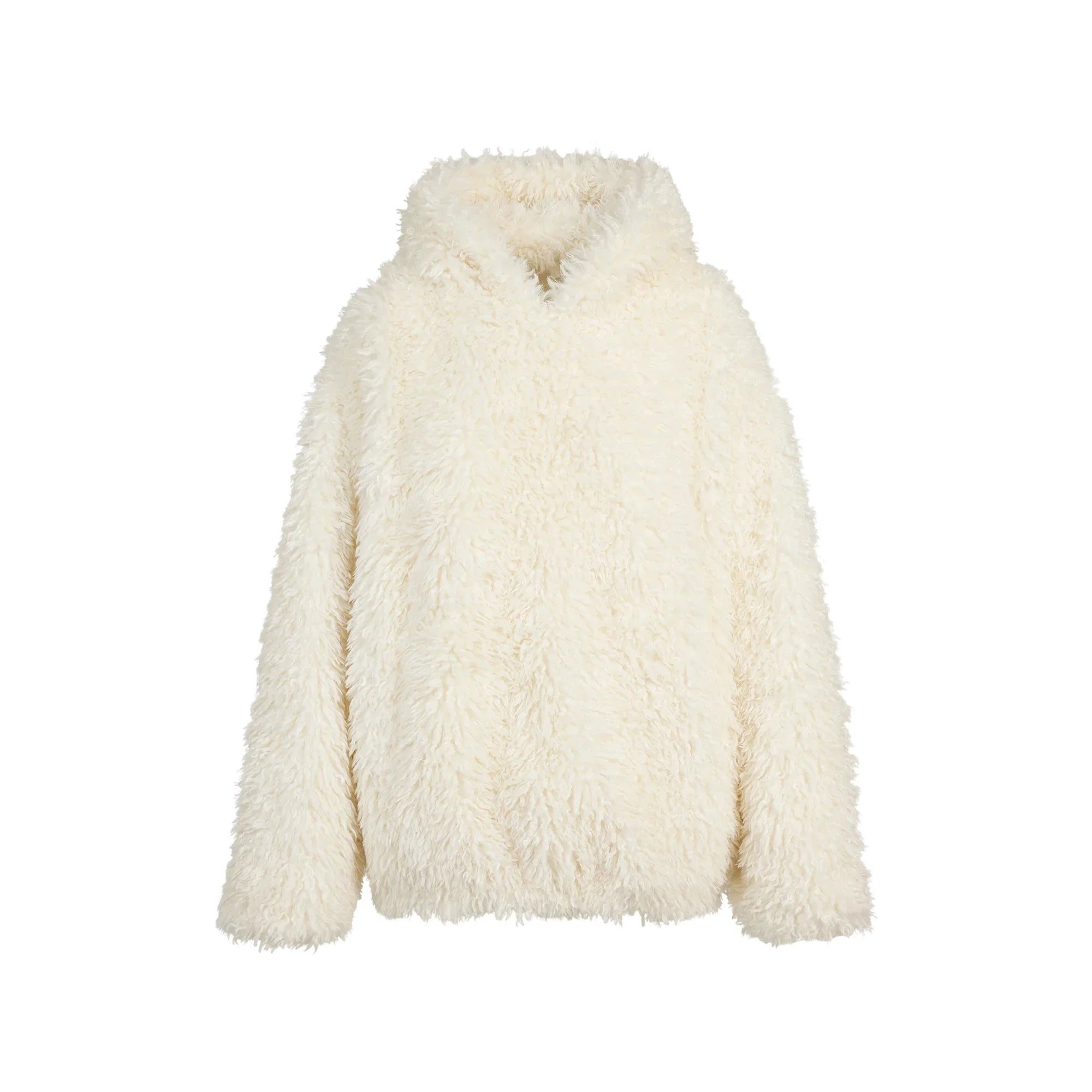 SKIMS FAUX FUR HOODIE | EGRET