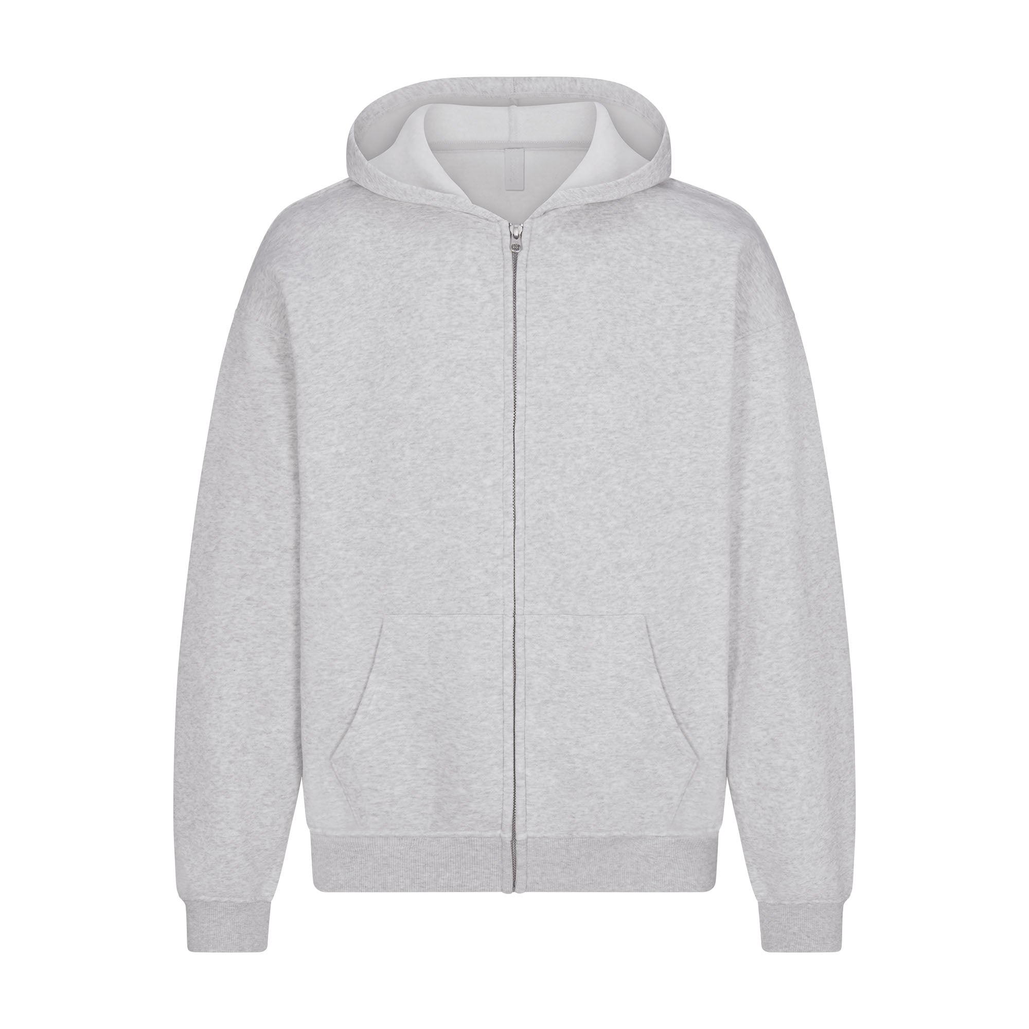 SKIMS FLEECE LOUNGE MENS RELAXED ZIP UP HOODIE | LIGHT HEATHER GREY