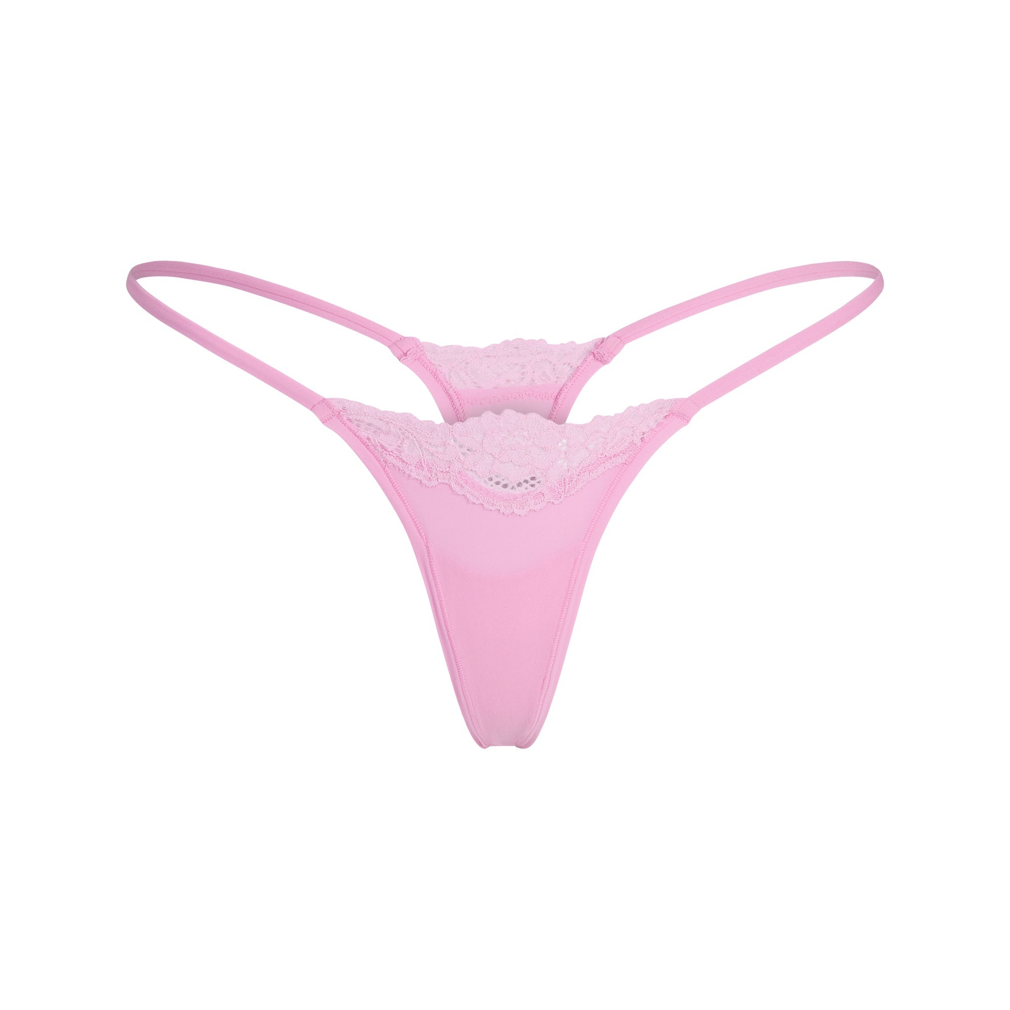 SKIMS FITS EVERYBODY LACE STRING THONG | BUBBLE GUM TONAL