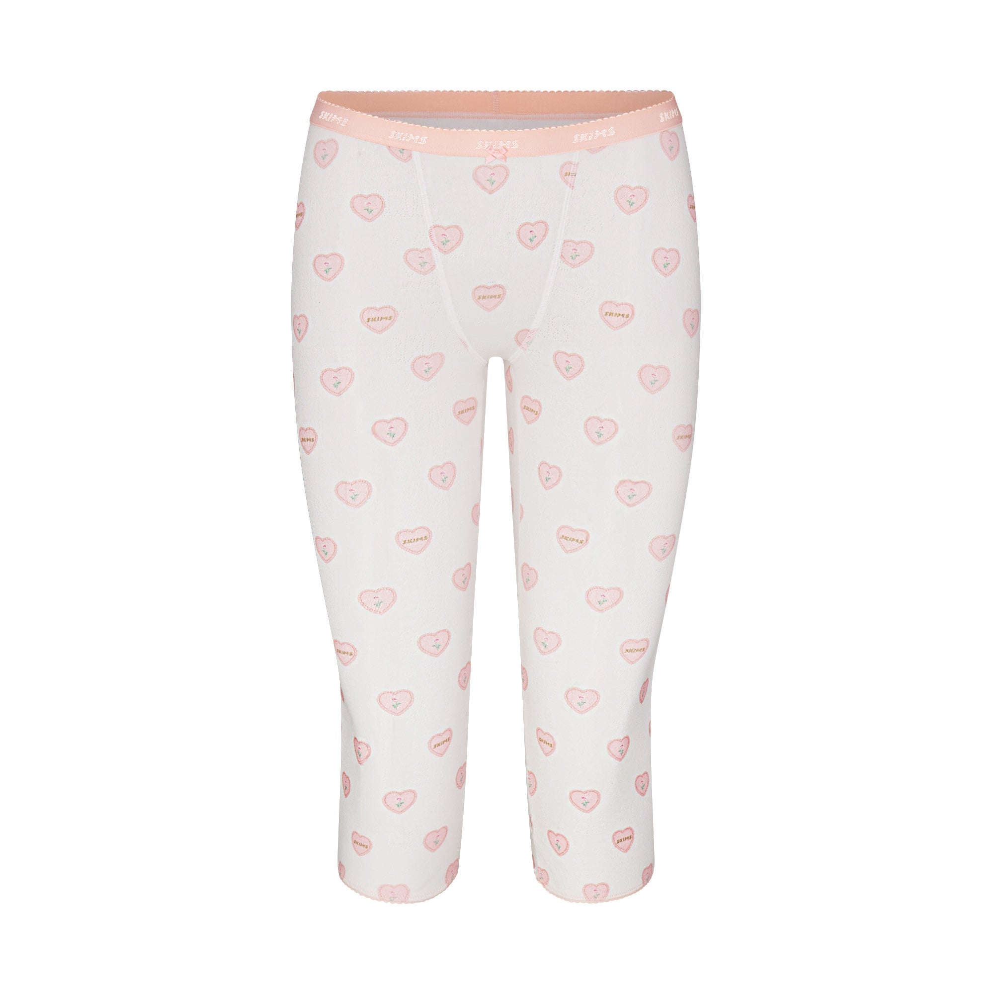 SKIMS LOGO POINTELLE CAPRI | SNOW LACE HEARTS