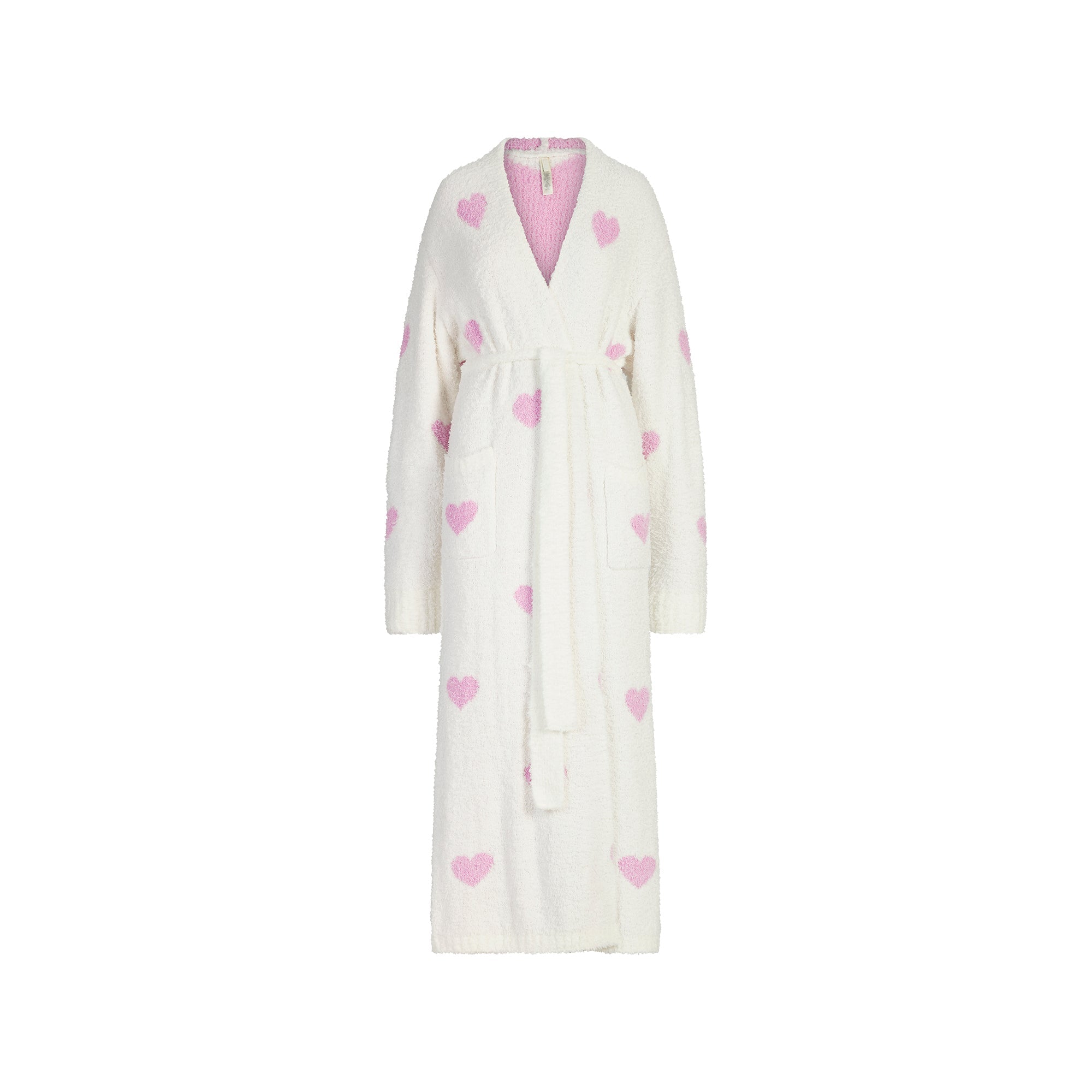 SKIMS COZY KNIT UNISEX ROBE | IVORY SPACED HEARTS