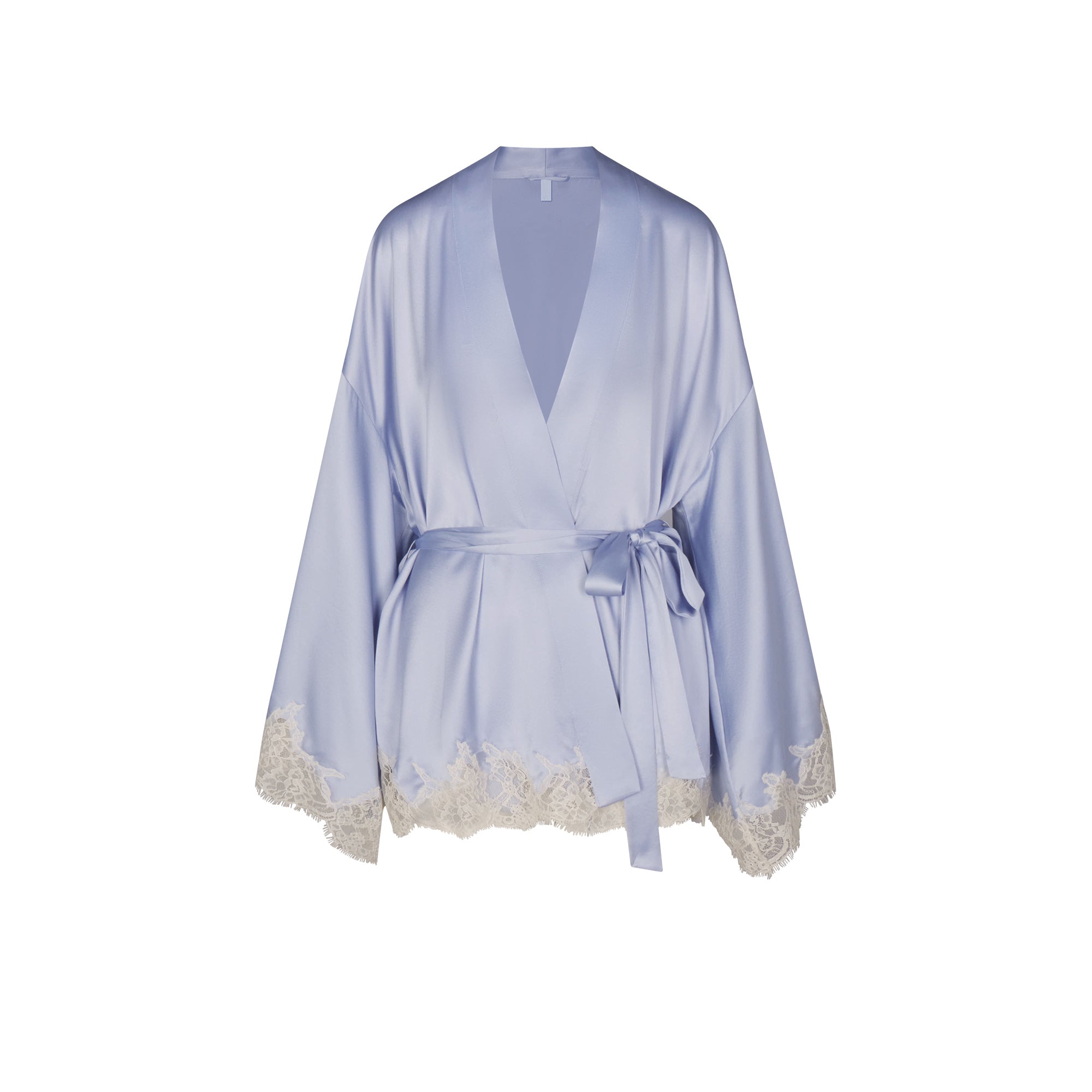 SKIMS SILK LACE ROBE | PERIWINKLE CONTRAST