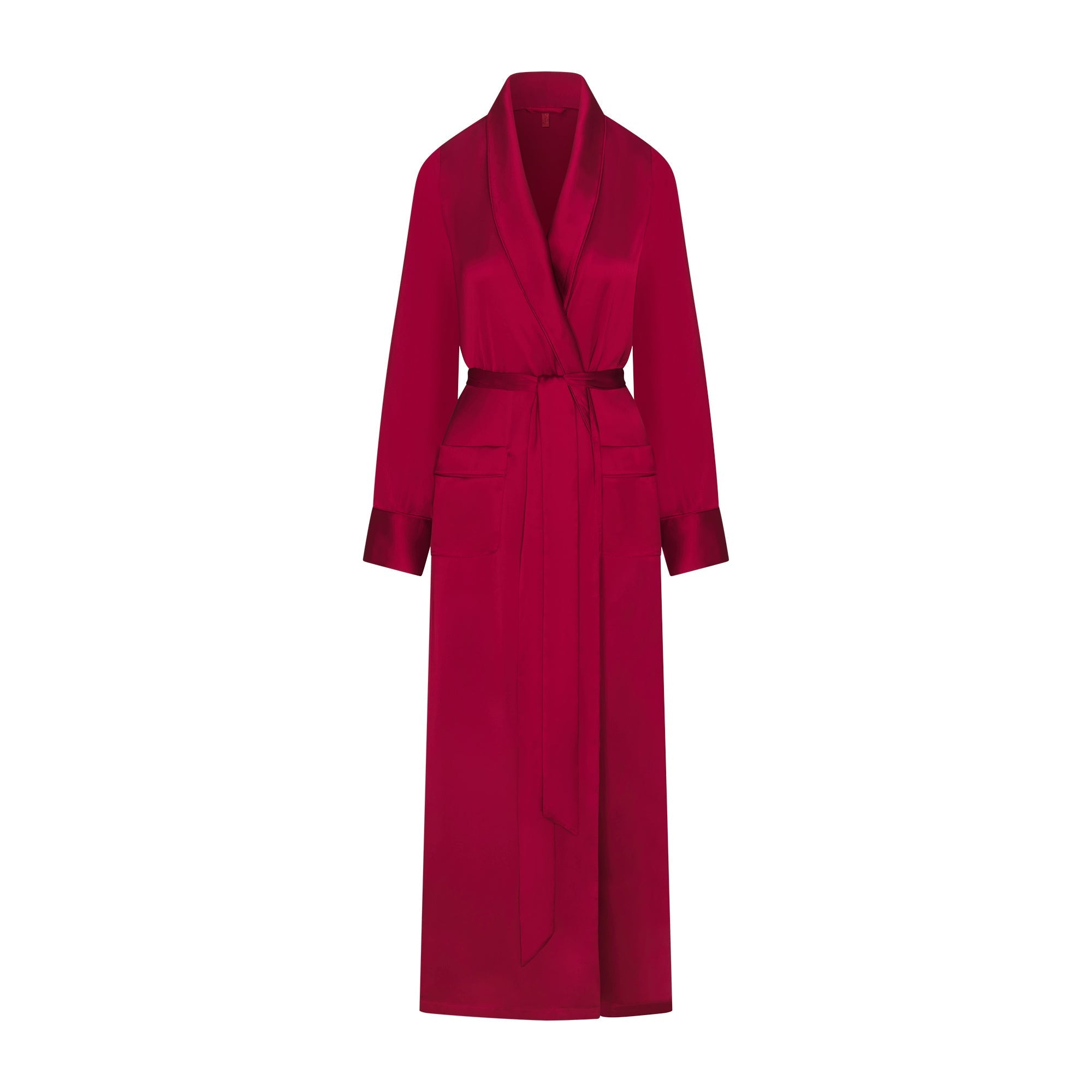 SKIMS WOVEN SHINE LONG ROBE | BRICK
