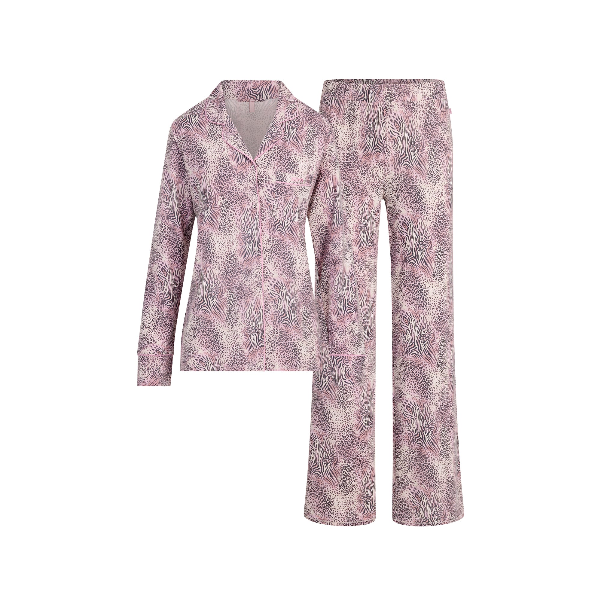 SKIMS SLEEP LONG SLEEVE BUTTON UP SET | BLOOM MINI MULTI ANIMAL