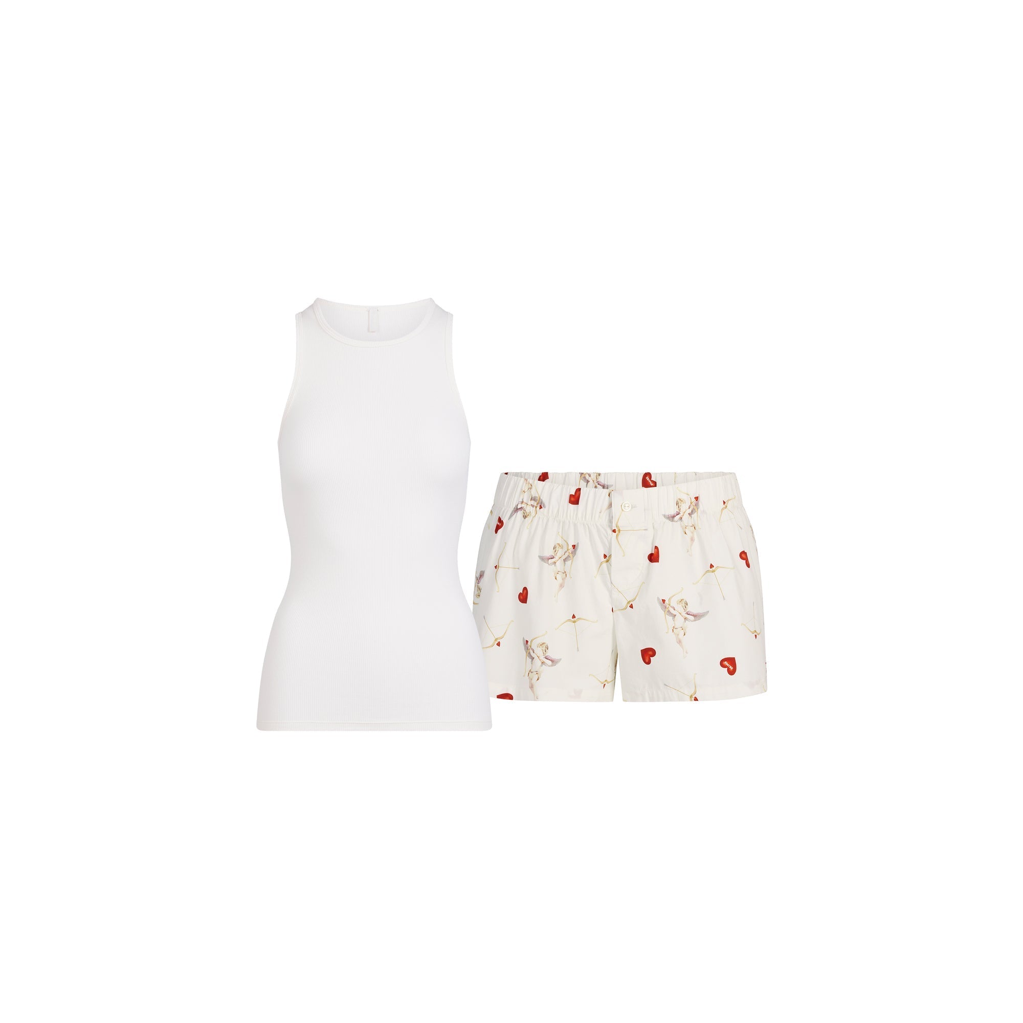 SKIMS COTTON POPLIN BOXER SLEEP SET | MARBLE CHERUB PRINT