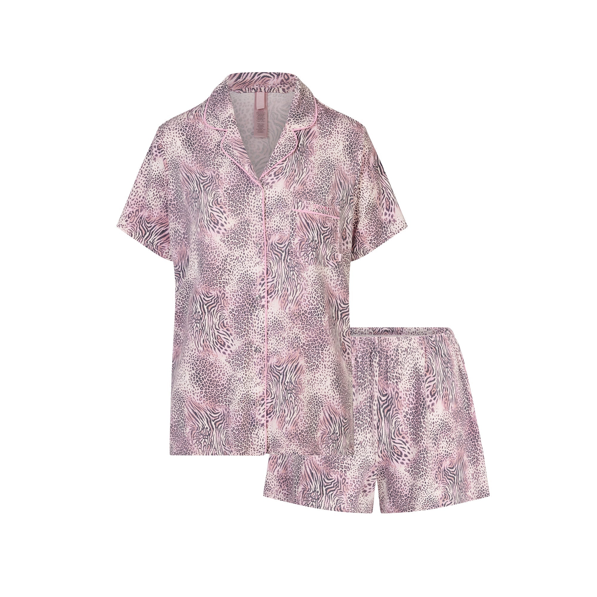 SKIMS SLEEP SHORT SLEEVE BUTTON UP SET | BLOOM MINI MULTI ANIMAL