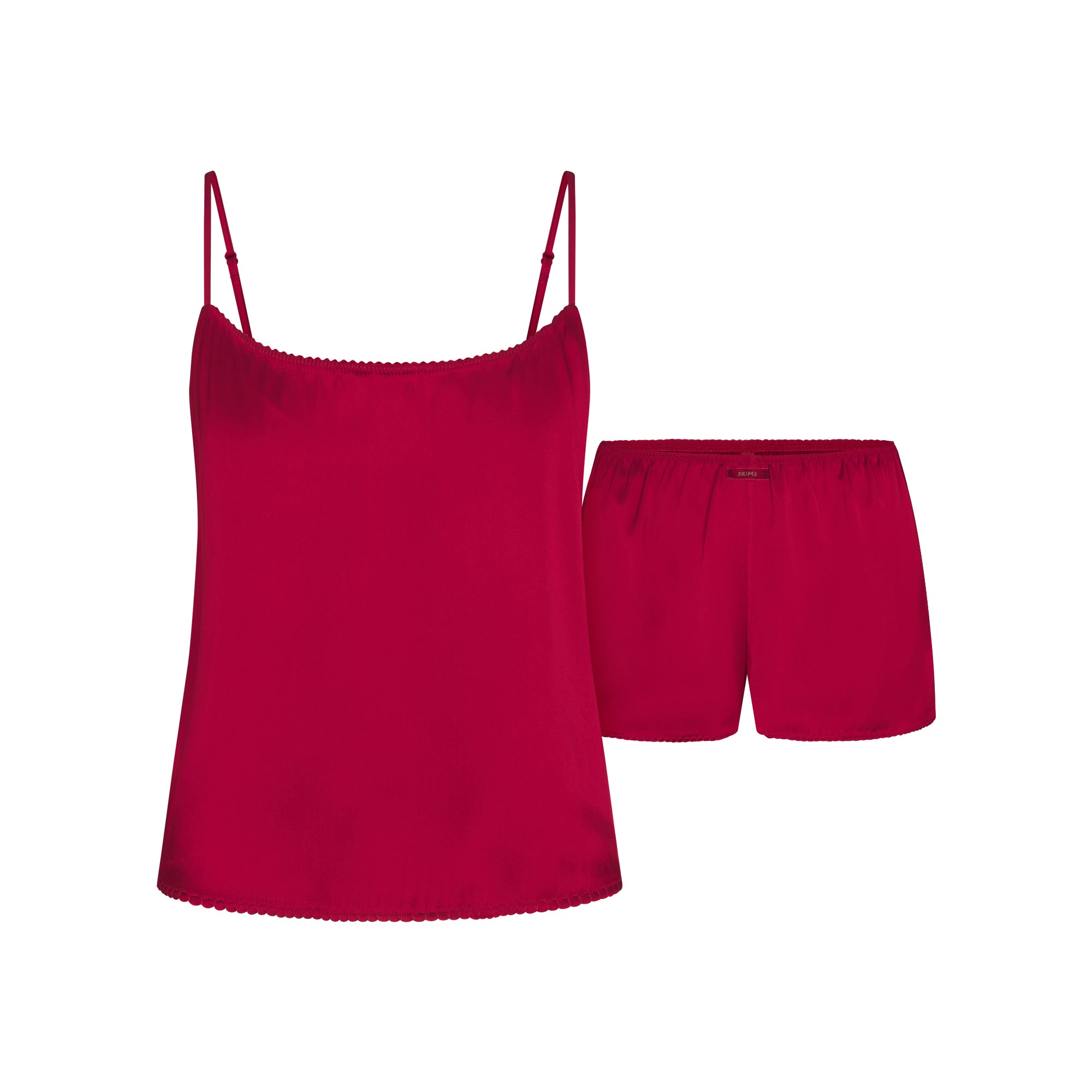 SKIMS WOVEN SHINE CAMI AND SHORT SLEEP SET | BRICK