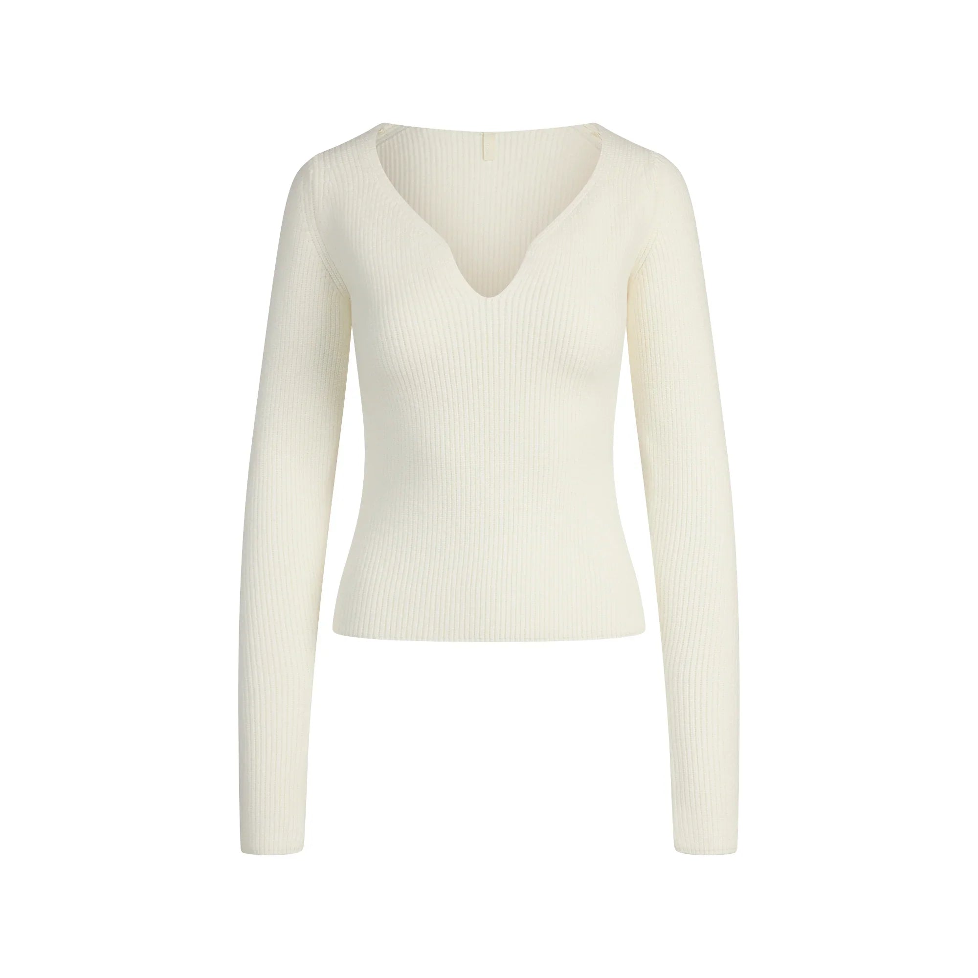 SKIMS SWEATER KNITS RIBBED LONG SLEEVE TOP | IVORY