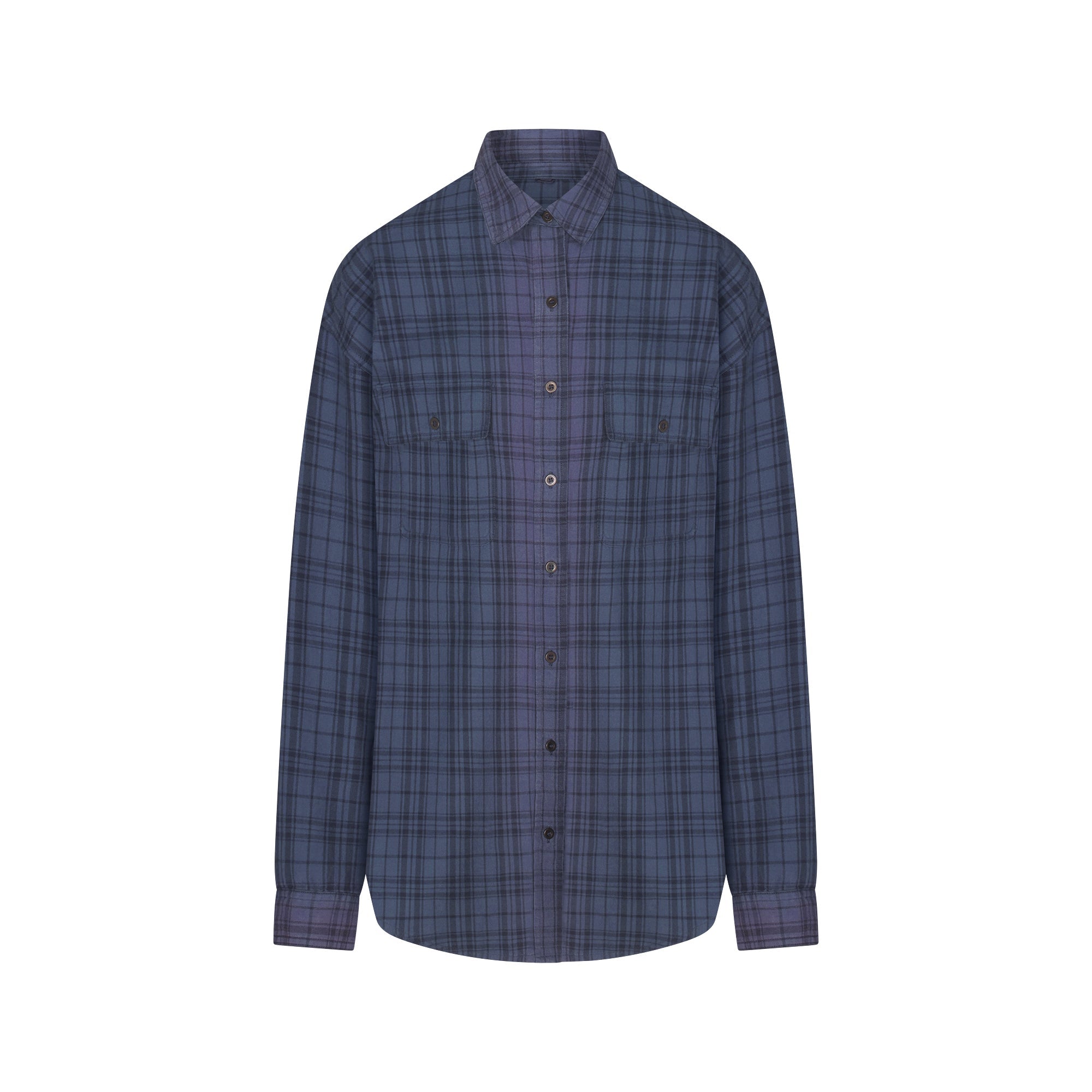 SKIMS WASHED FLANNEL OVERBedenD SHIRT | GRAPHITE PLAID
