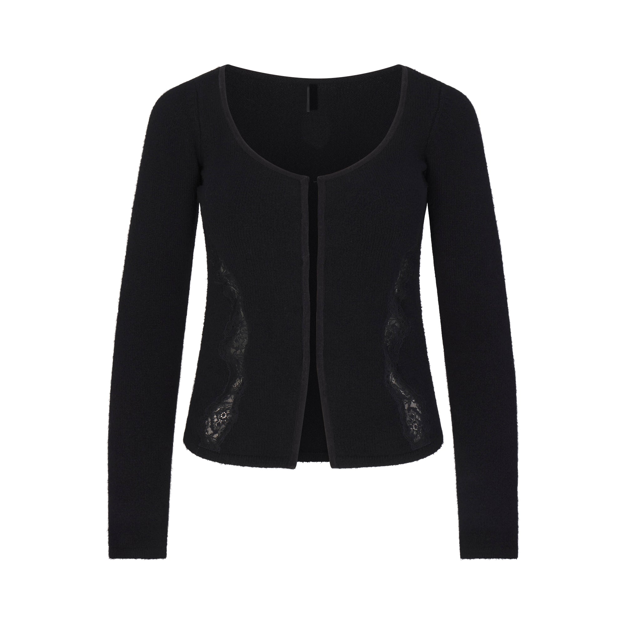 SKIMS LACE KNIT LONG SLEEVE CARDIGAN | OBSIDIAN