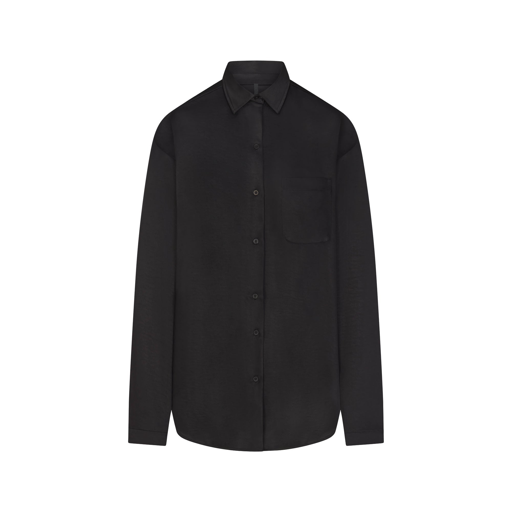 SKIMS LIGHTWEIGHT SATIN OVERBedenD SHIRT | OBSIDIAN