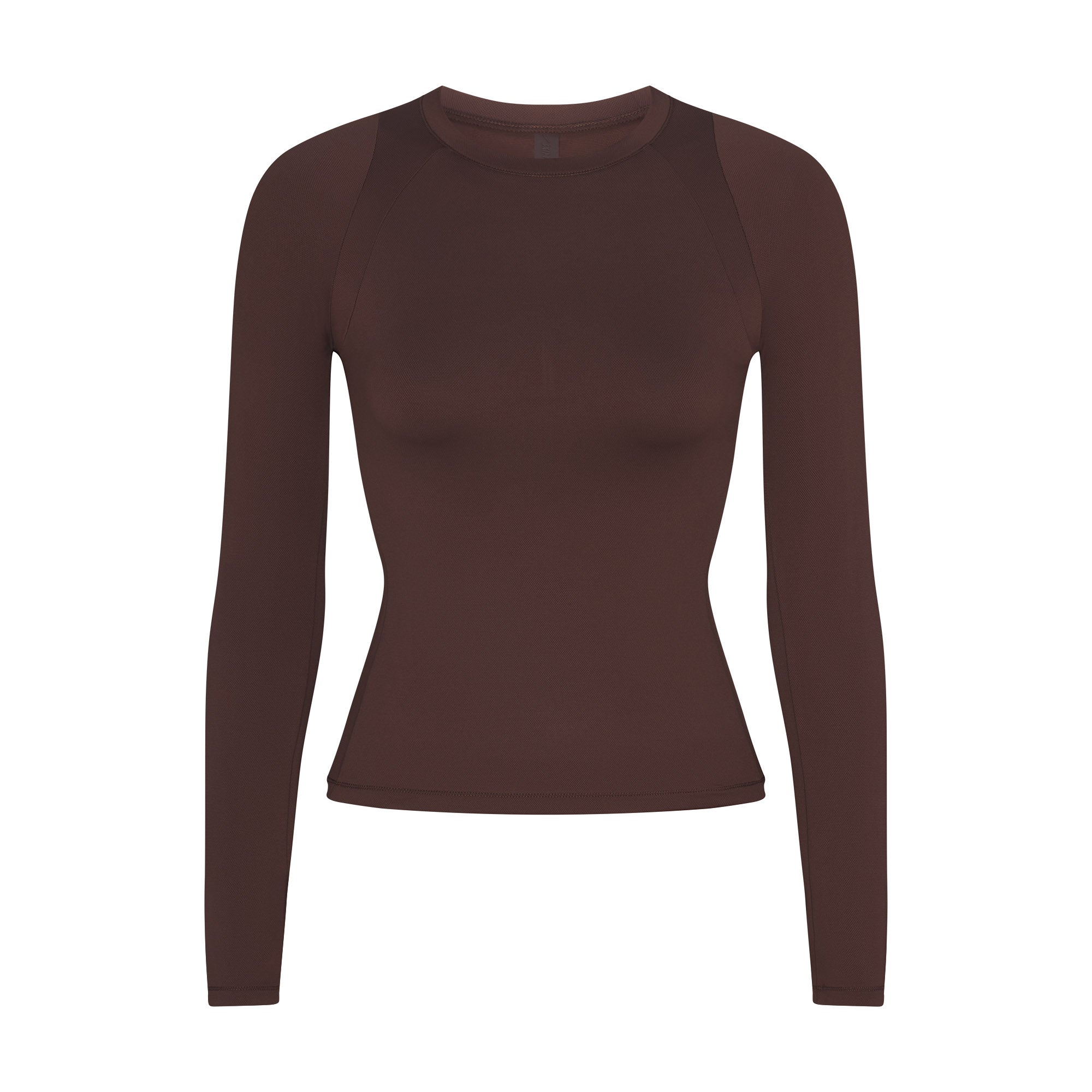 NikeSKIMS AIRY LONG SLEEVE CREW NECK TOP | DARK SEPIA