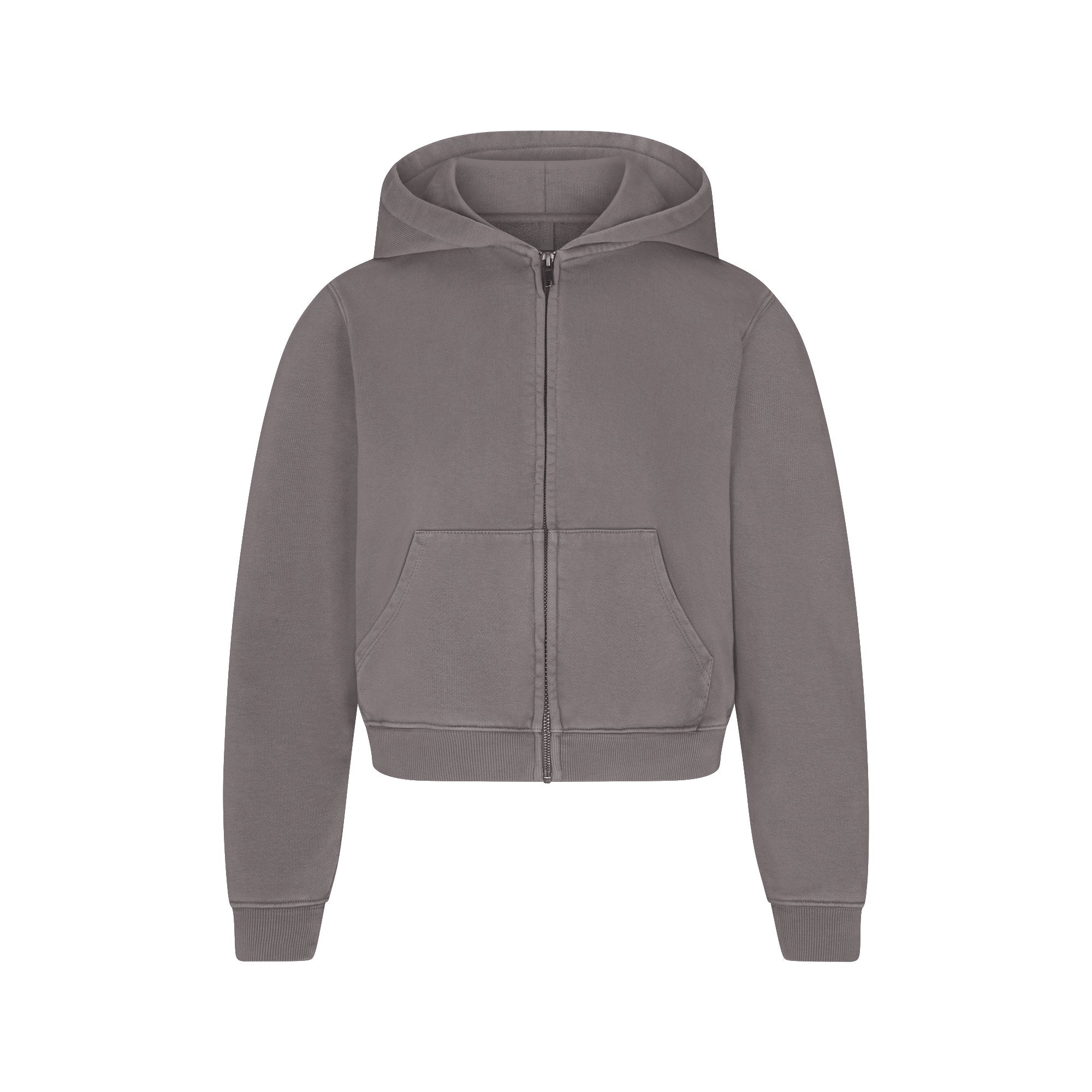 SKIMS BOYFRIEND FLEECE ZIP UP HOODIE | SHADOW