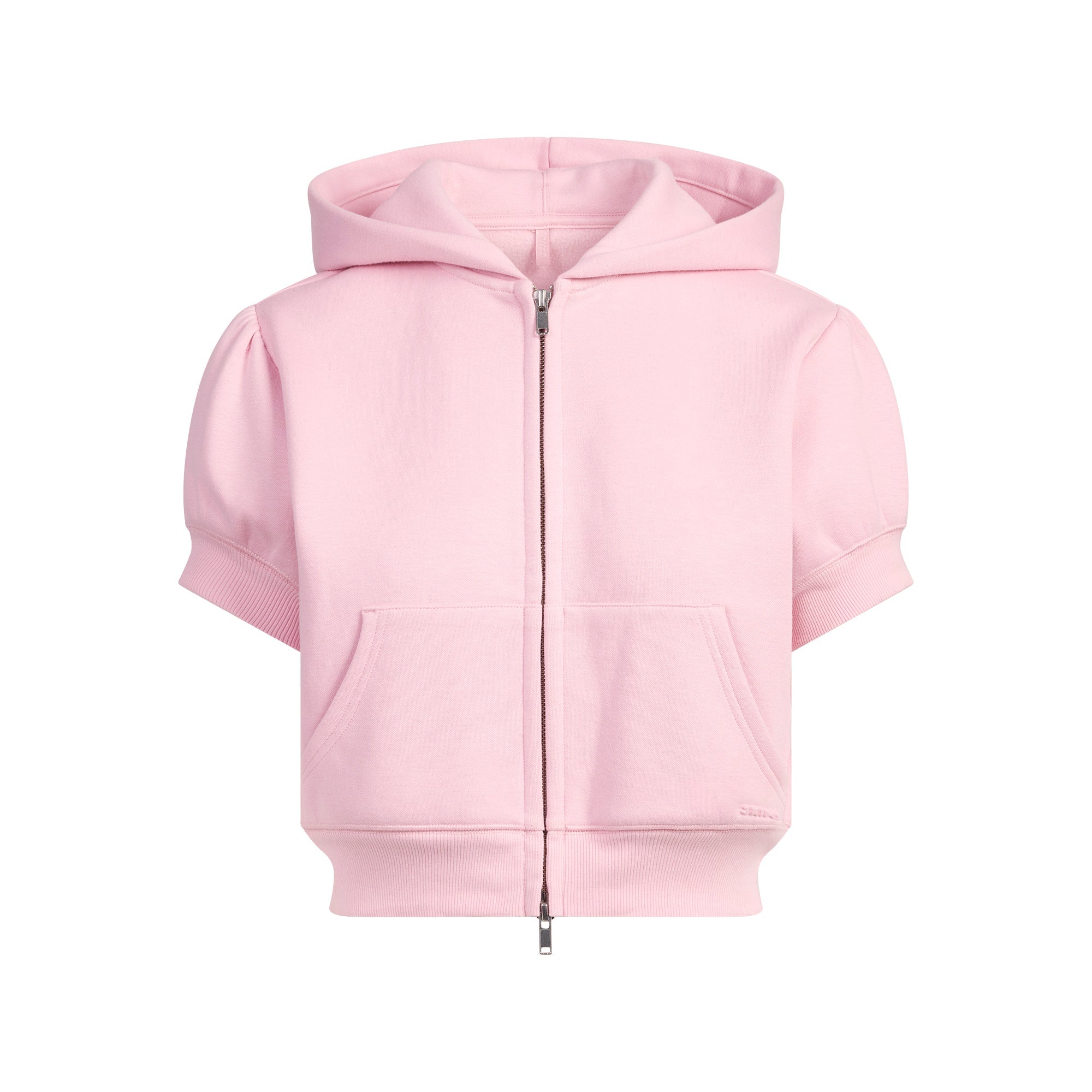 SKIMS COTTON FLEECE BUBBLE SLEEVE CROPPED ZIP UP | HALITE