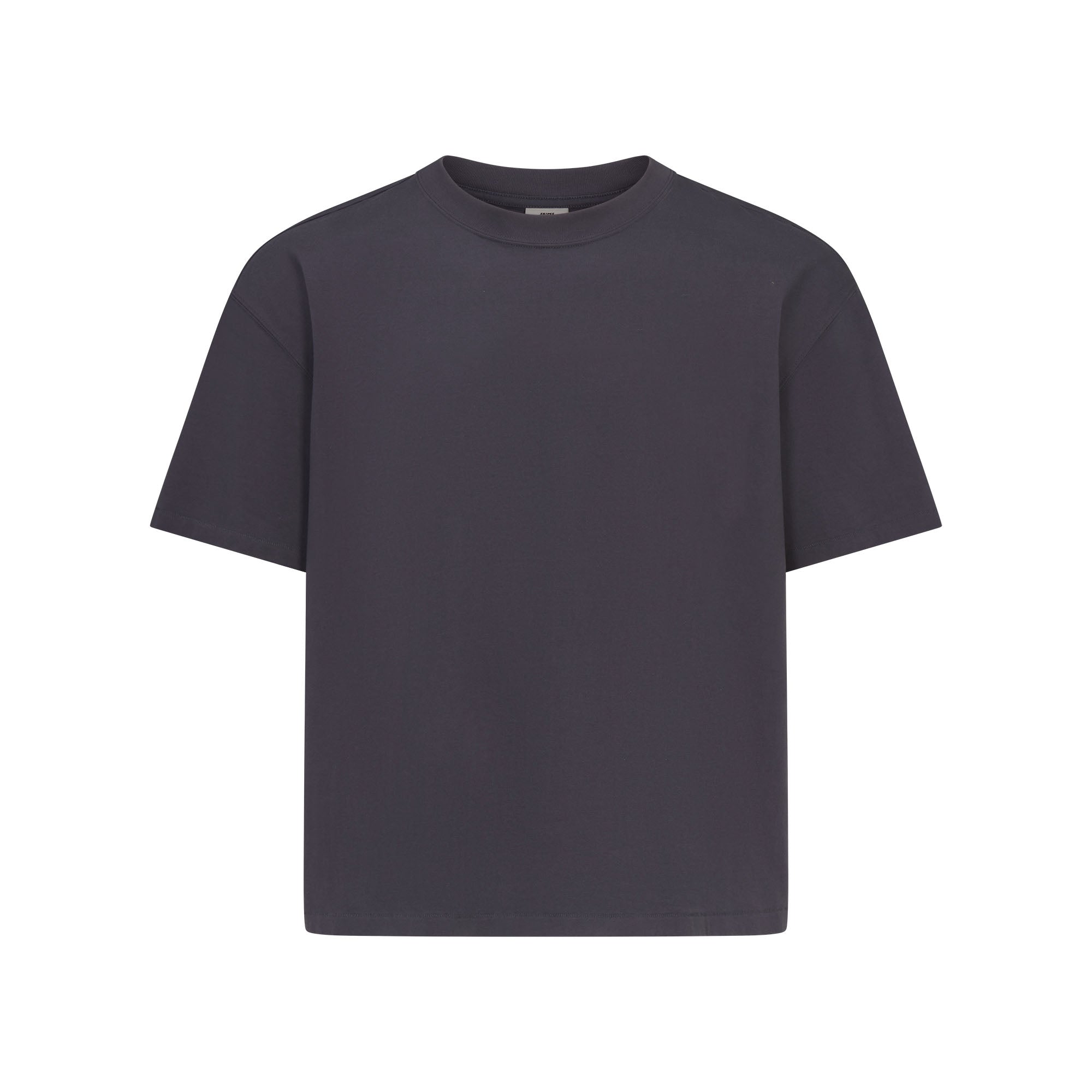 SKIMS HEAVYWEIGHT COTTON MENS RELAXED CROPPED CREW NECK T-SHIRT | RAVEN