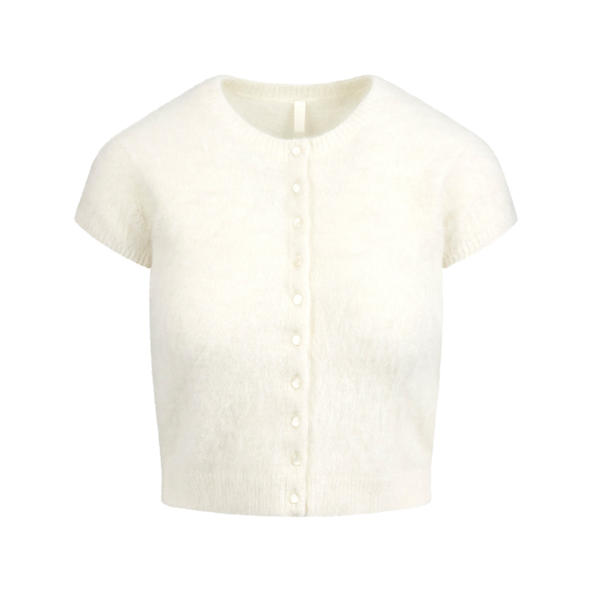 SKIMS BRUSHED ALPACA SHORT SLEEVE CARDIGAN | EGRET