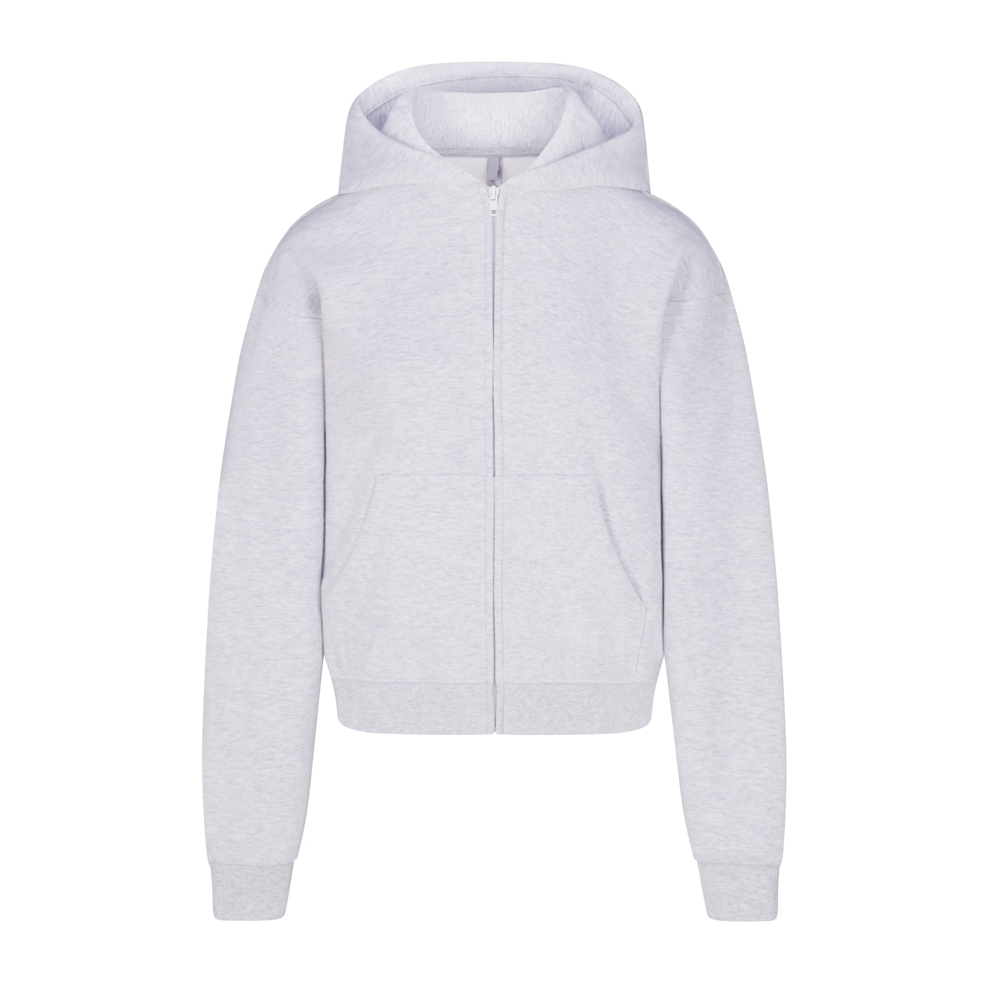 SKIMS COTTON FLEECE CLASSIC ZIP UP HOODIE | LIGHT HEATHER GREY