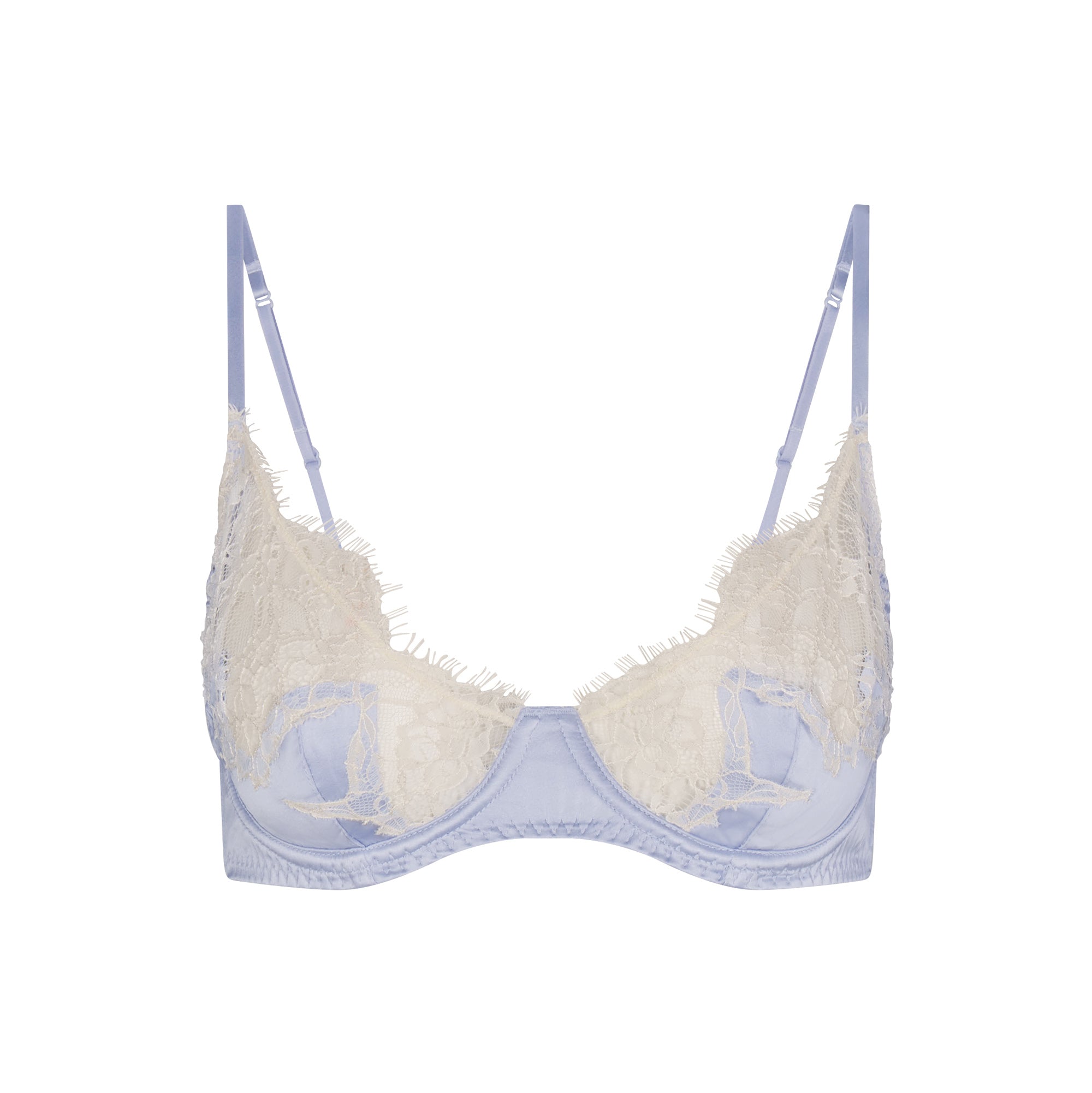 SKIMS SILK LACE UNLINED DEMI BRA | PERIWINKLE CONTRAST