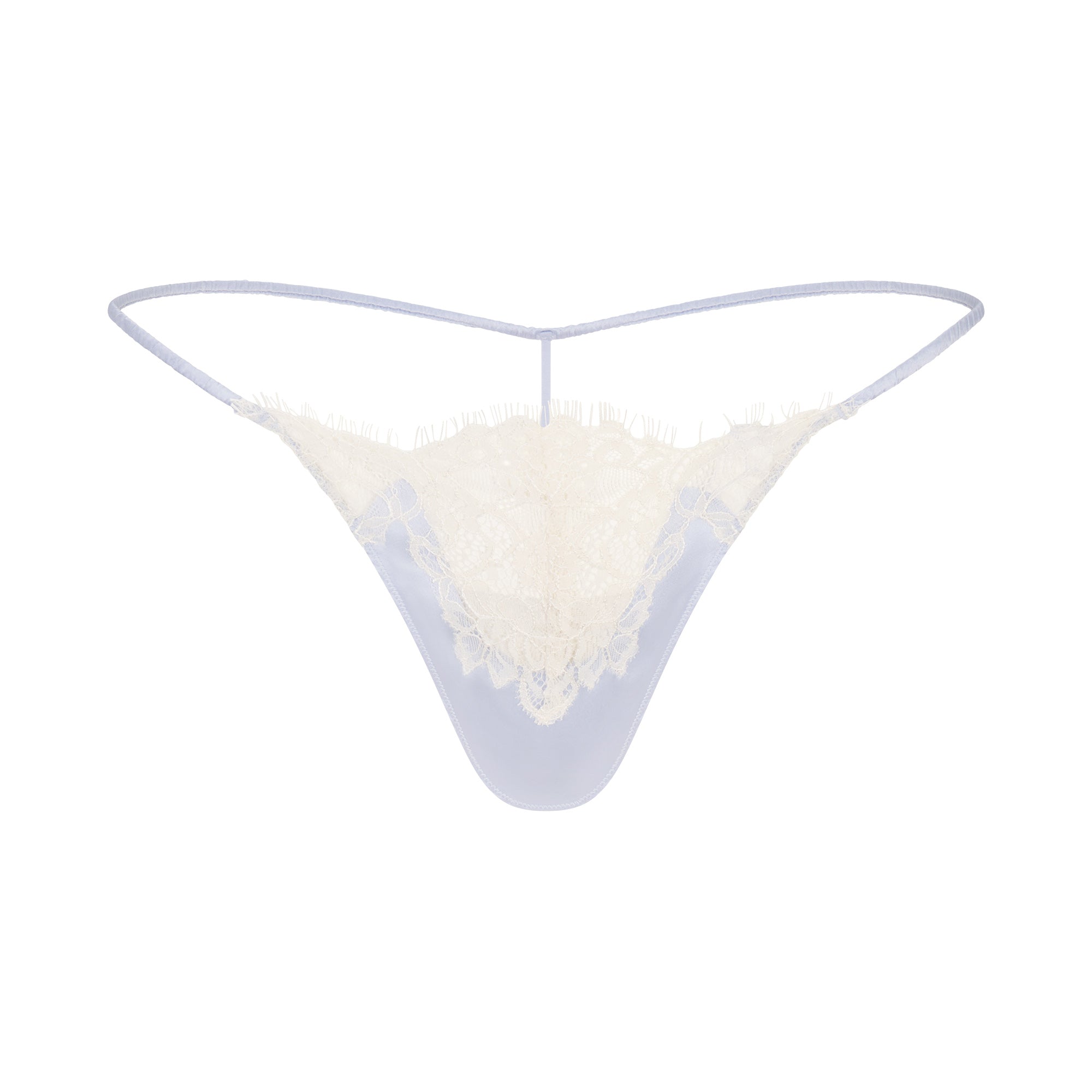 SKIMS SILK LACE STRING THONG | PERIWINKLE CONTRAST