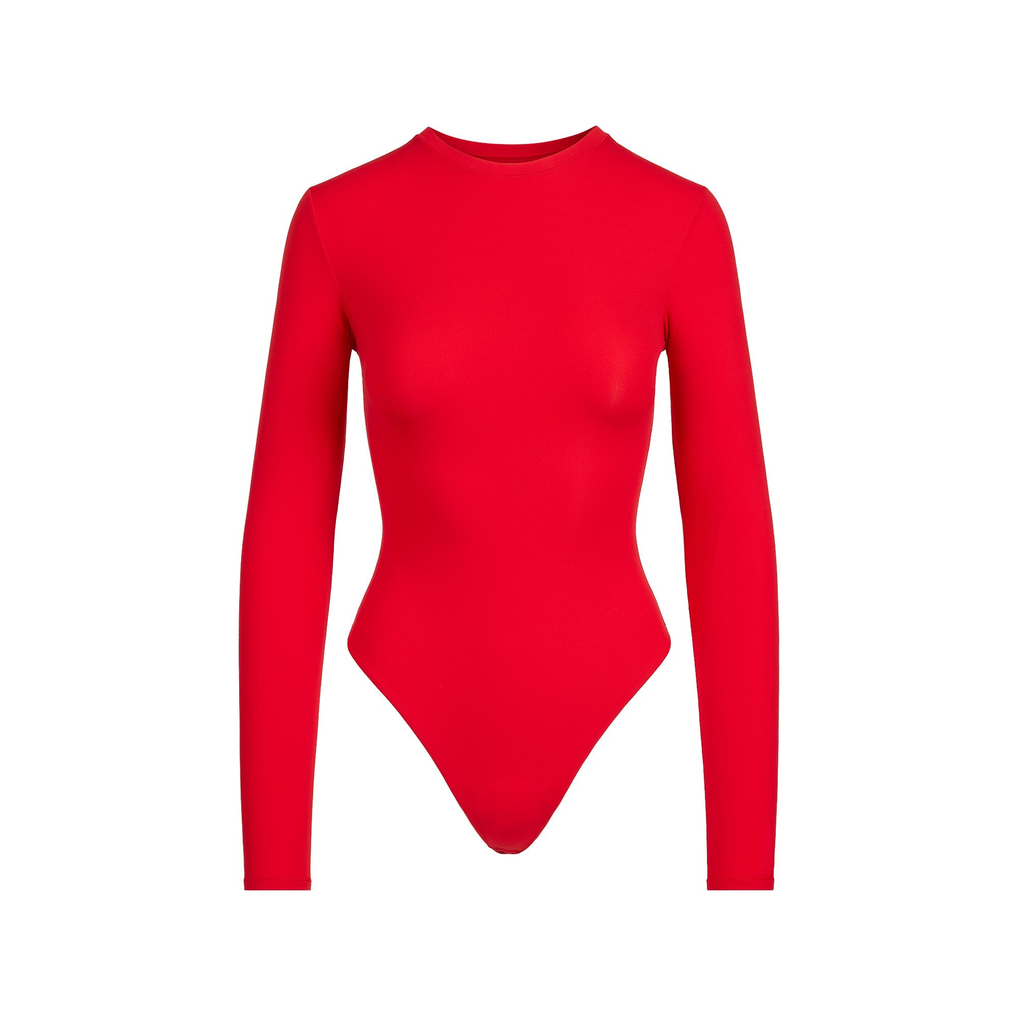 SKIMS FITS EVERYBODY LONG SLEEVE CREW NECK BODYSUIT | CHERRY