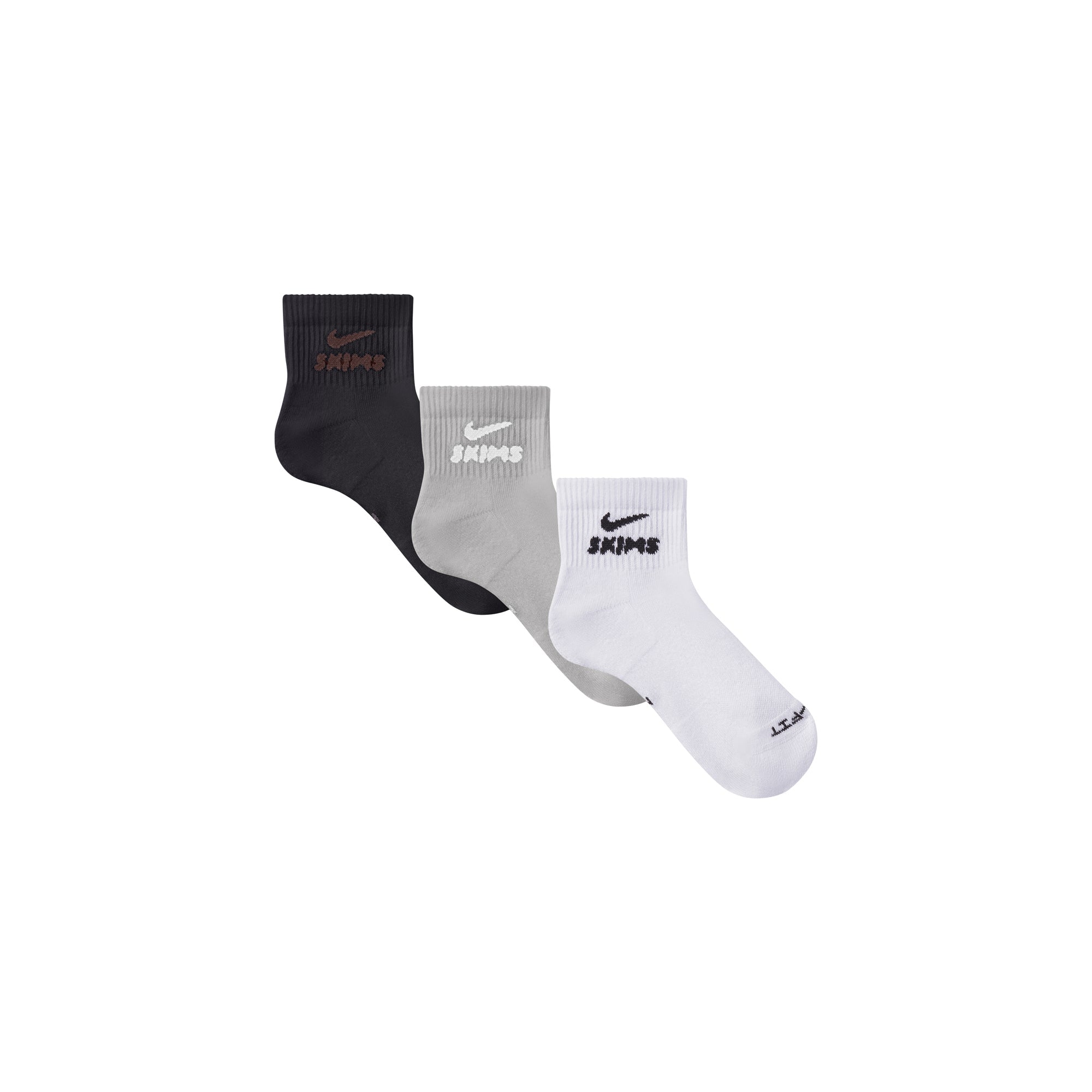 NikeSKIMS ACCESSORIES DRI-FIT QUARTER CREW SOCK 3-PACK | HEATHER GREY MULTI