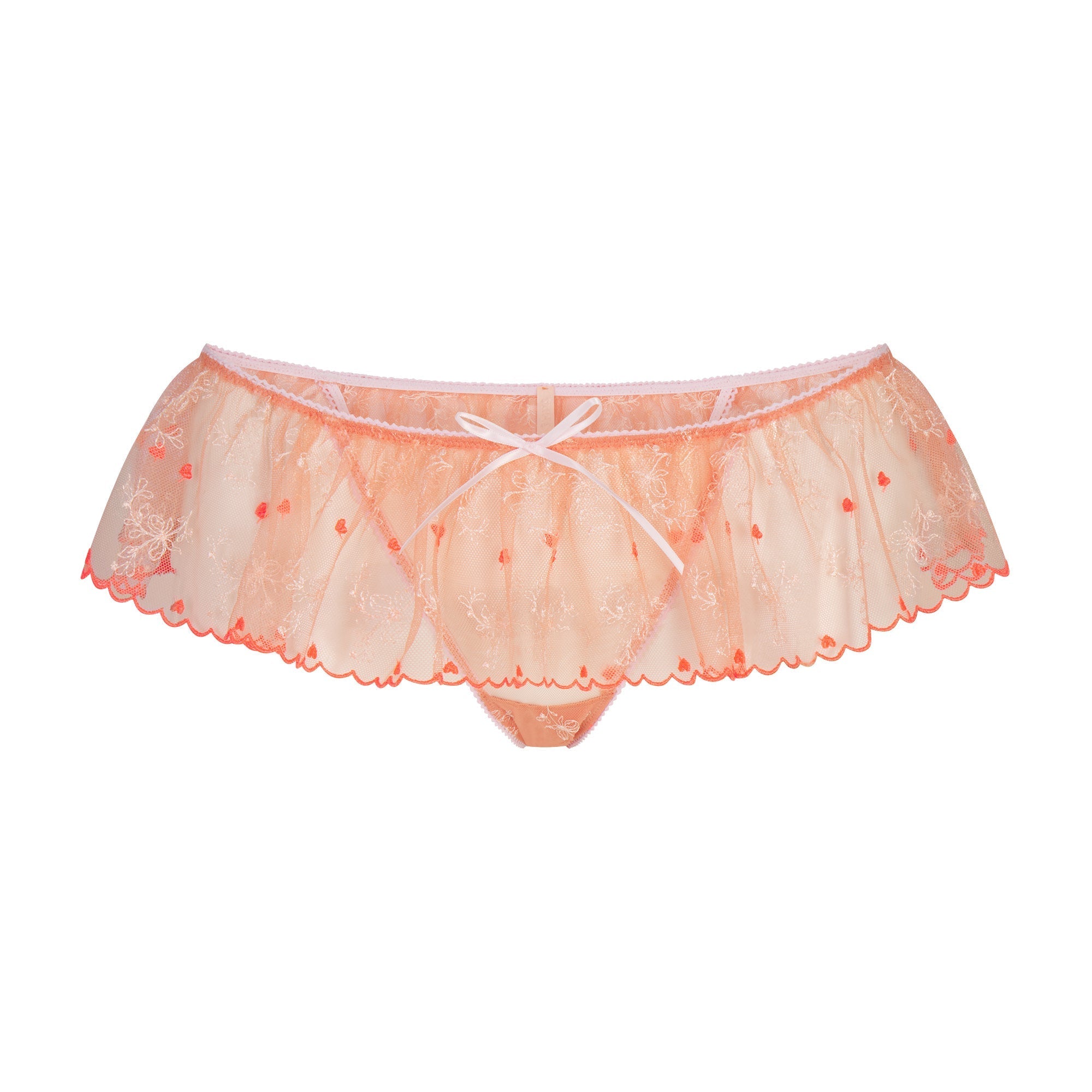 SKIMS EMBROIDERED TULLE SKIRT BIKINI | GUAVA HEART TULLE