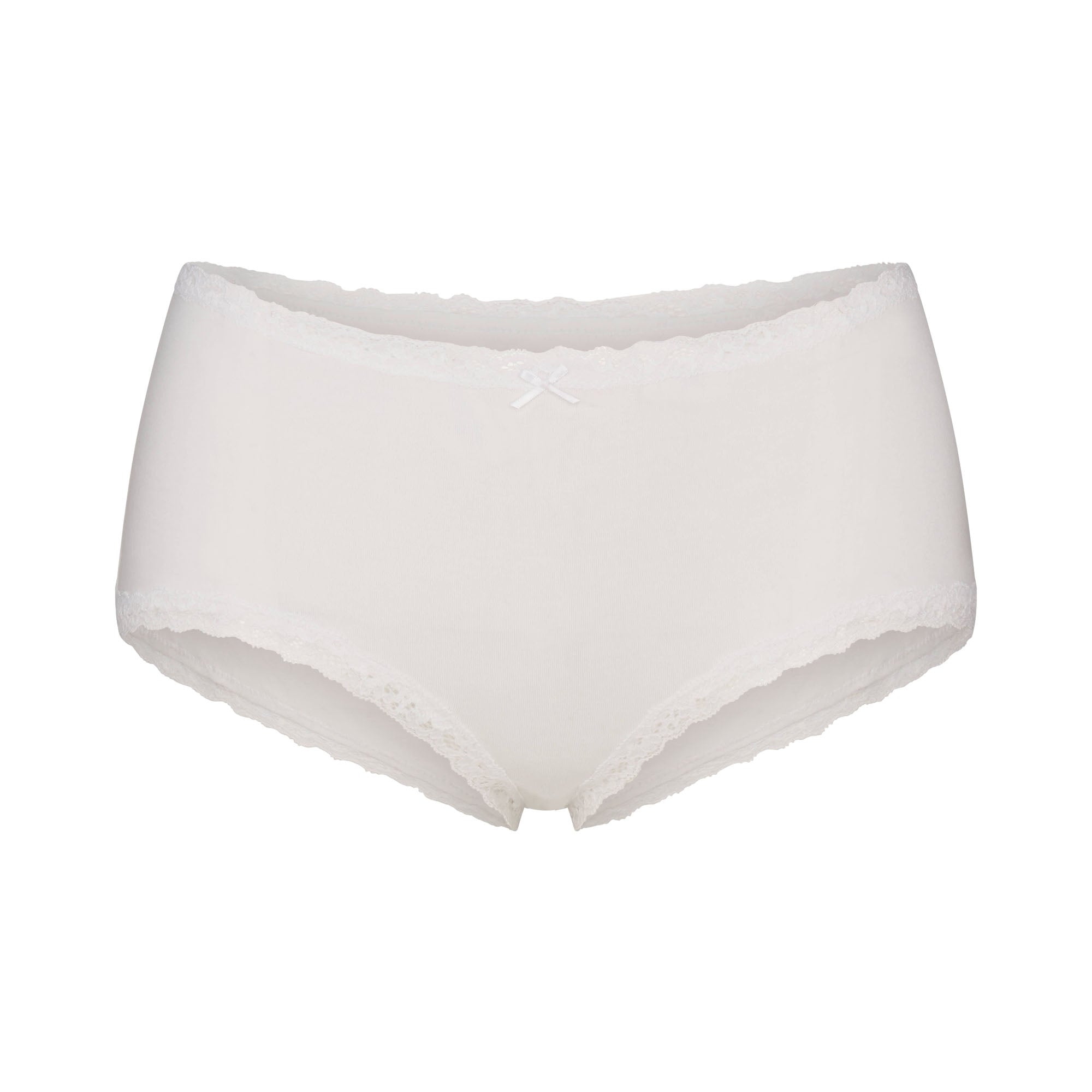SKIMS LIGHTWEIGHT COTTON LACE BOY SHORT | SNOW