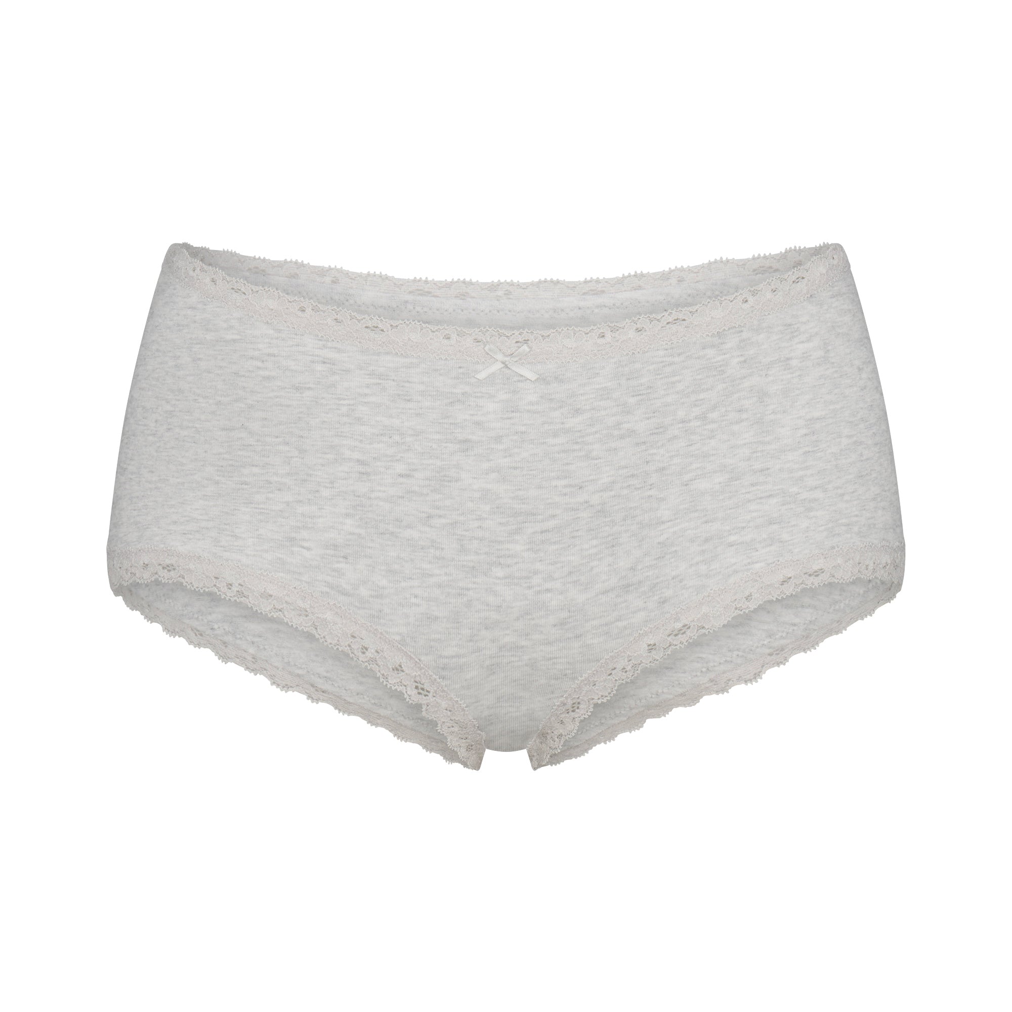 SKIMS LIGHTWEIGHT COTTON POINTELLE LACE BOY SHORT | LIGHT HEATHER GREY