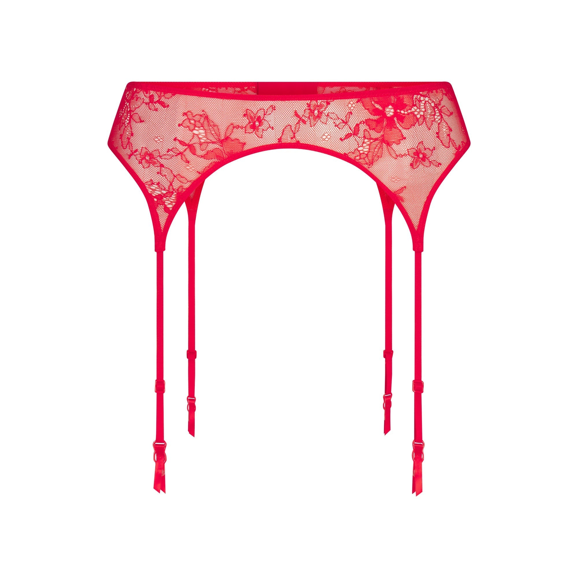 SKIMS ULTRA FINE LACE GARTER BELT | RUBY