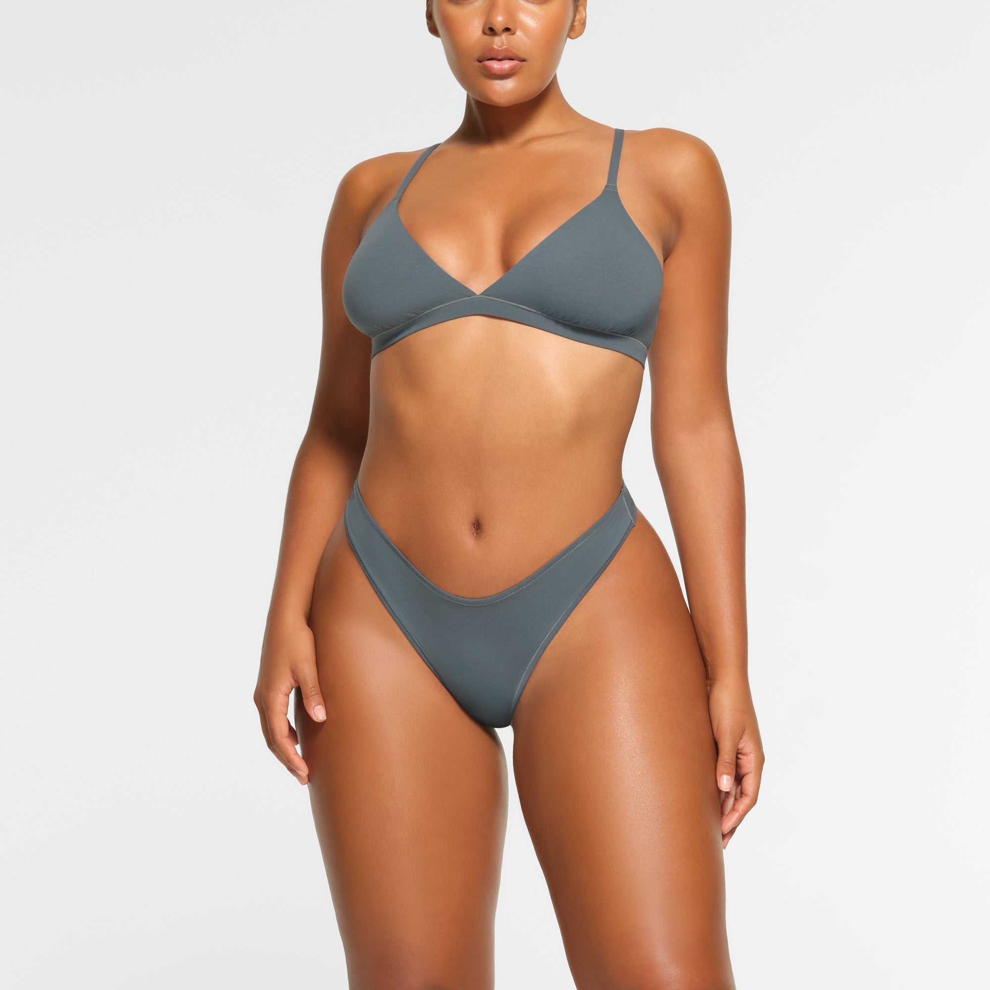 SKIMS COTTON JERSEY DIPPED THONG | KYANITE