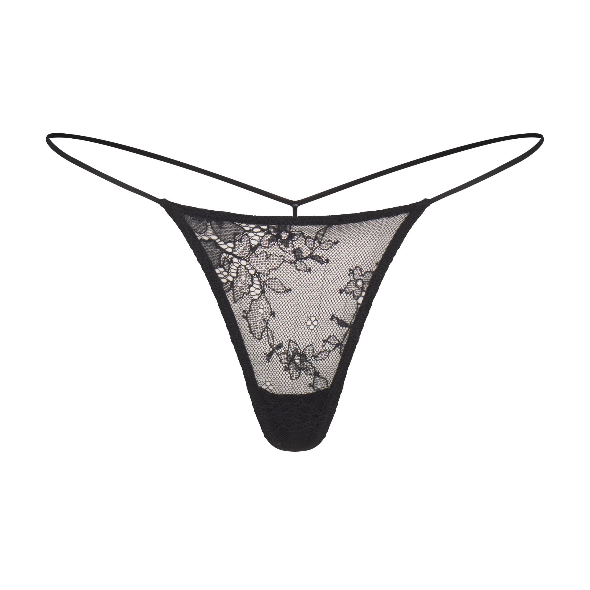 SKIMS ULTRA FINE LACE MICRO THONG | ONYX
