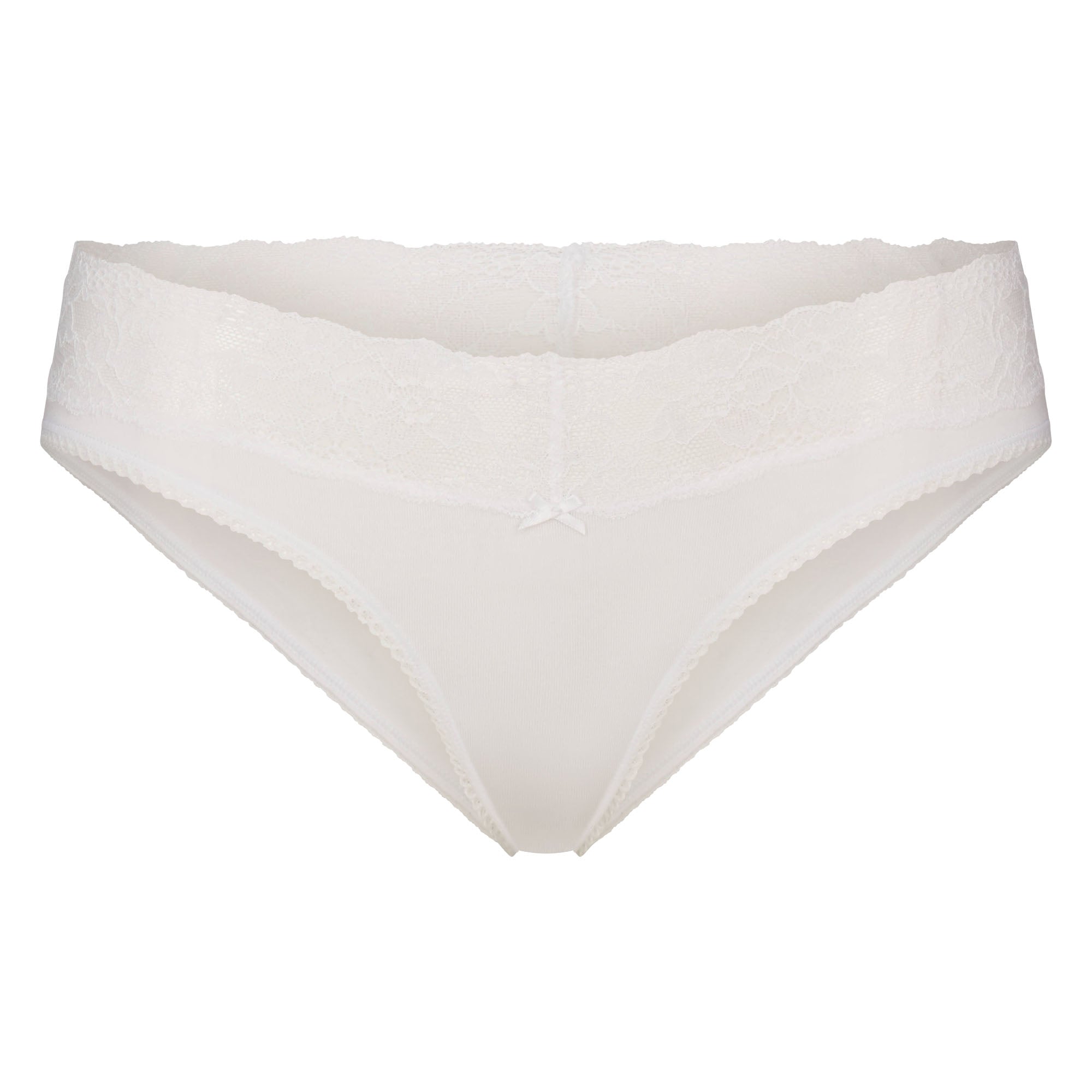 SKIMS LIGHTWEIGHT COTTON WIDE LACE BRIEF | SNOW