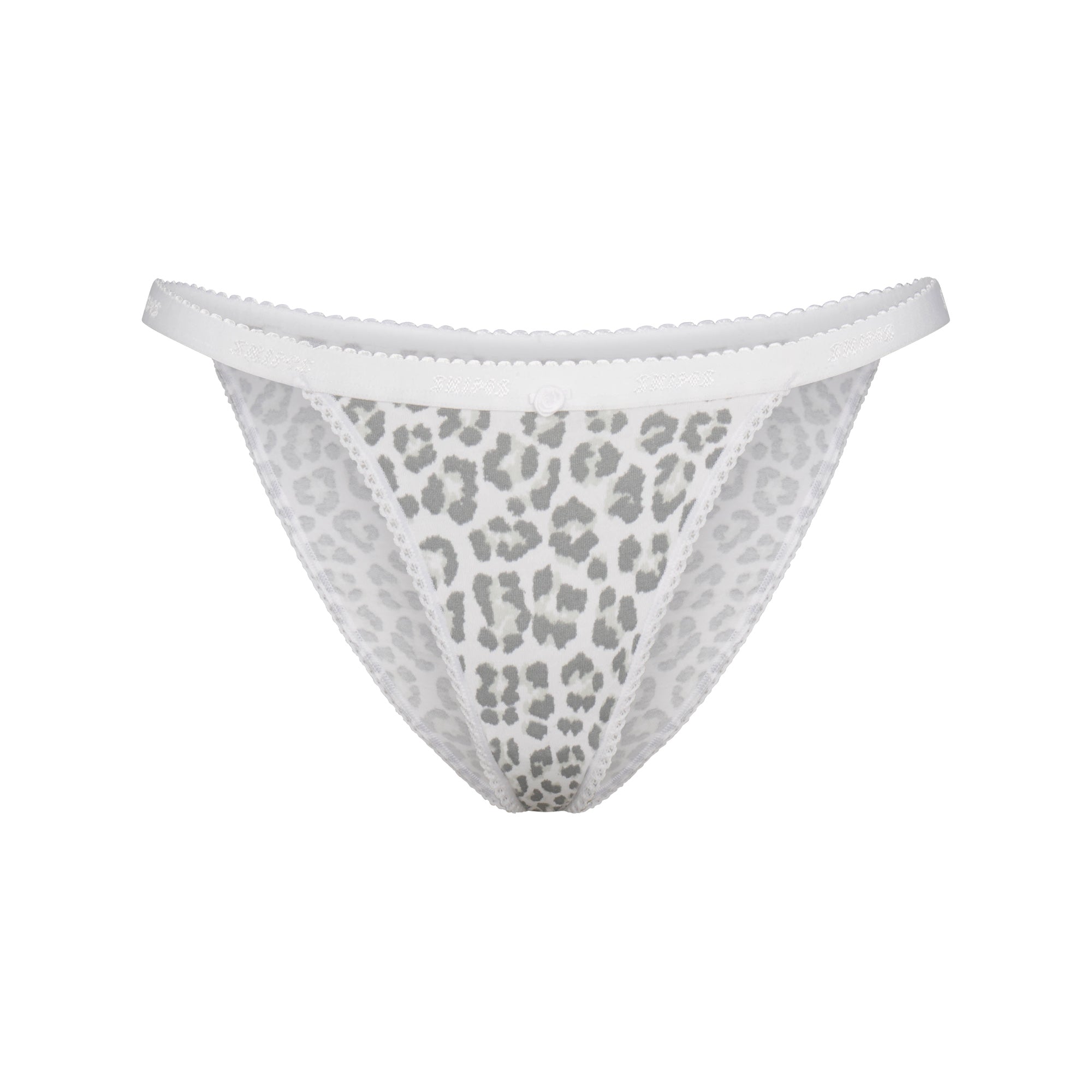 SKIMS LIGHTWEIGHT COTTON LOGO PICOT STRING BIKINI | SNOW LEOPARD PRINT