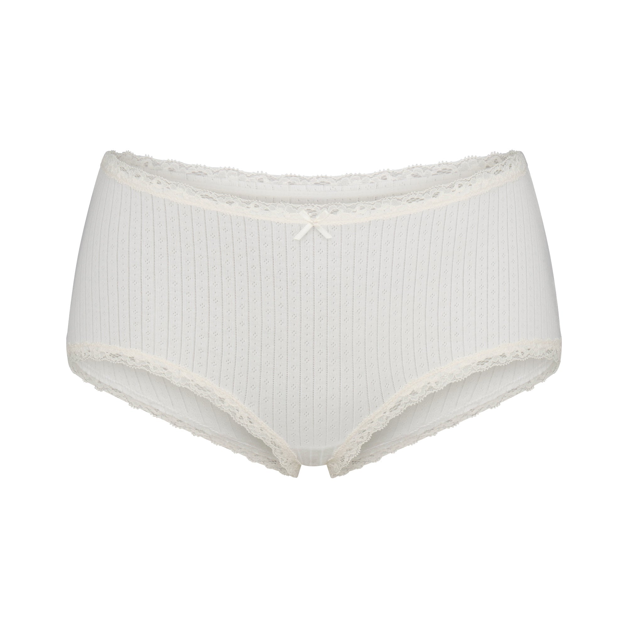 SKIMS LIGHTWEIGHT COTTON POINTELLE LACE BOY SHORT | MARBLE TONAL